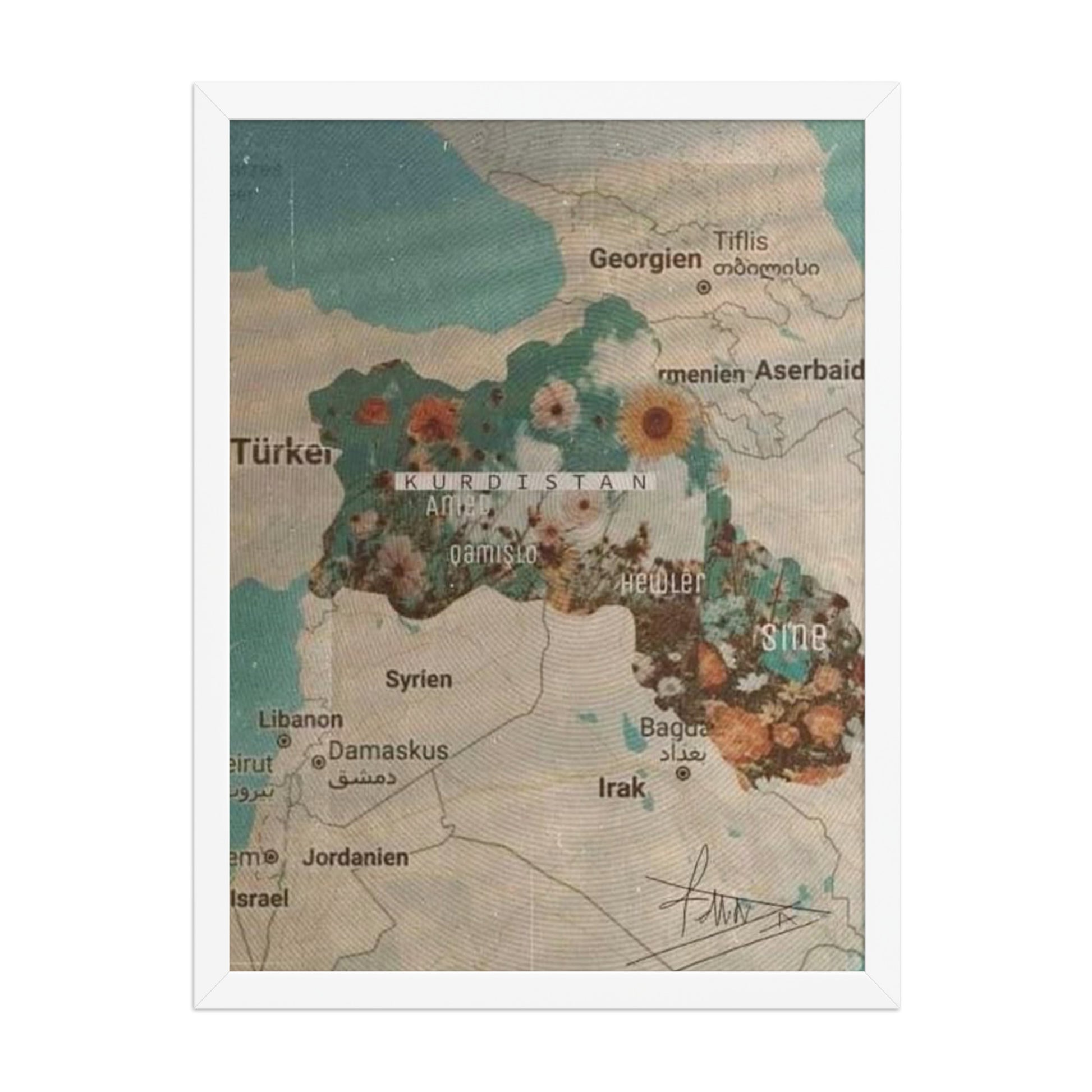 Kurdistan Map Framed Poster | Kurdish Wall Map - Kurdish Wall Art Poster | MarsoniPrint