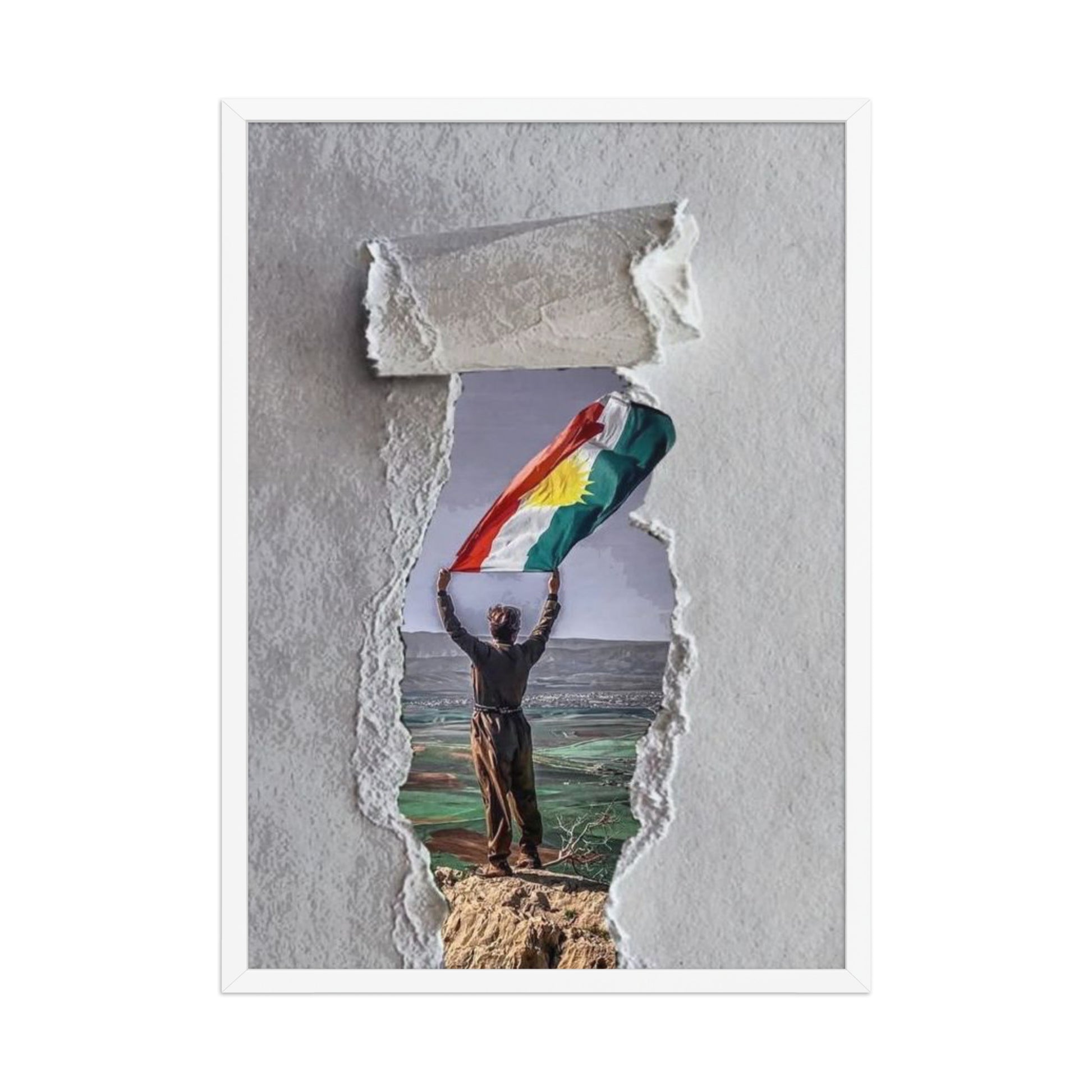 Kurdistan Flag Framed Poster | 2+2=1 Wall Art - Kurdish Wall Art Poster | MarsoniPrint