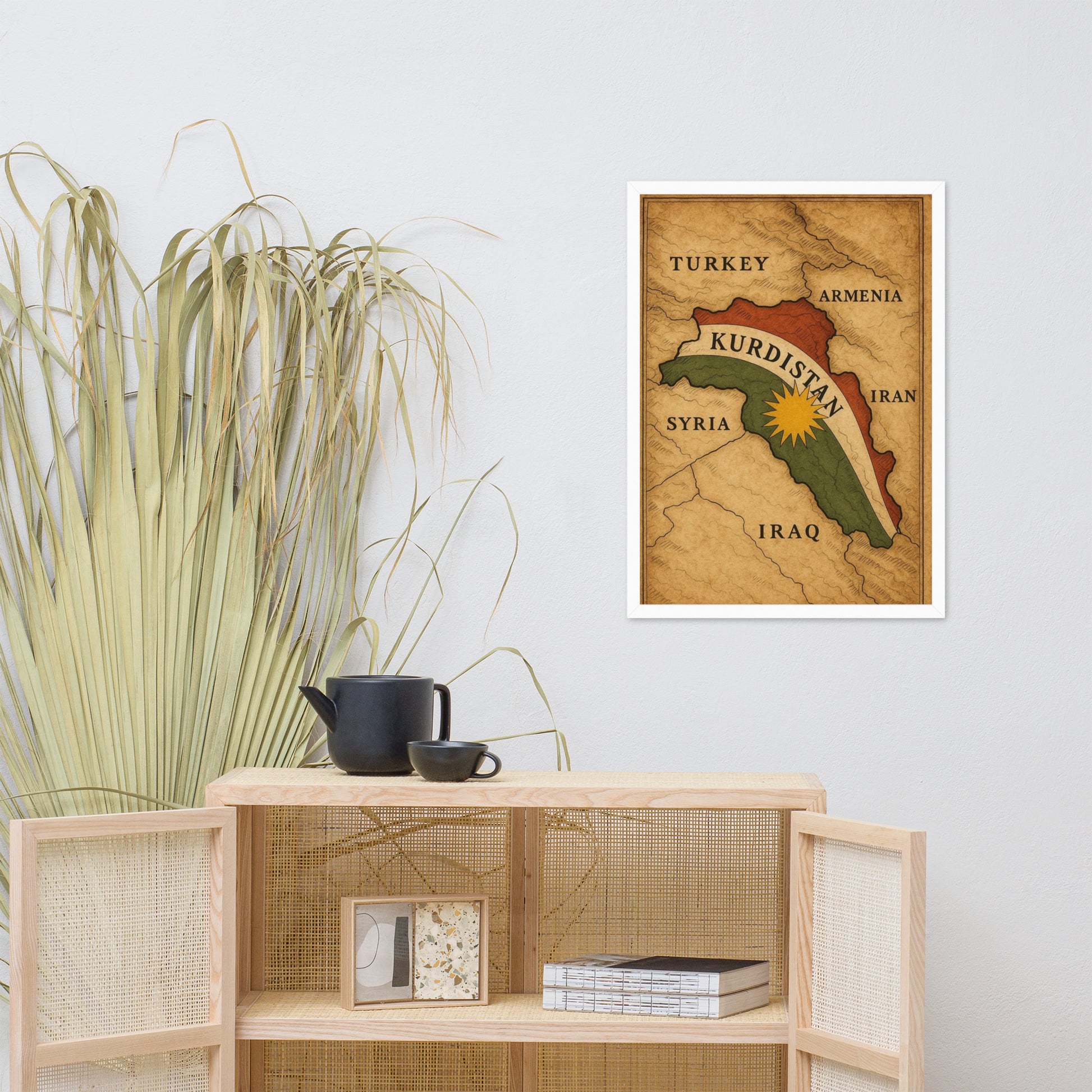 Kurdistan Map Flag Poster | Framed Matte Wall Art - Kurdish Wall Art Poster | MarsoniPrint