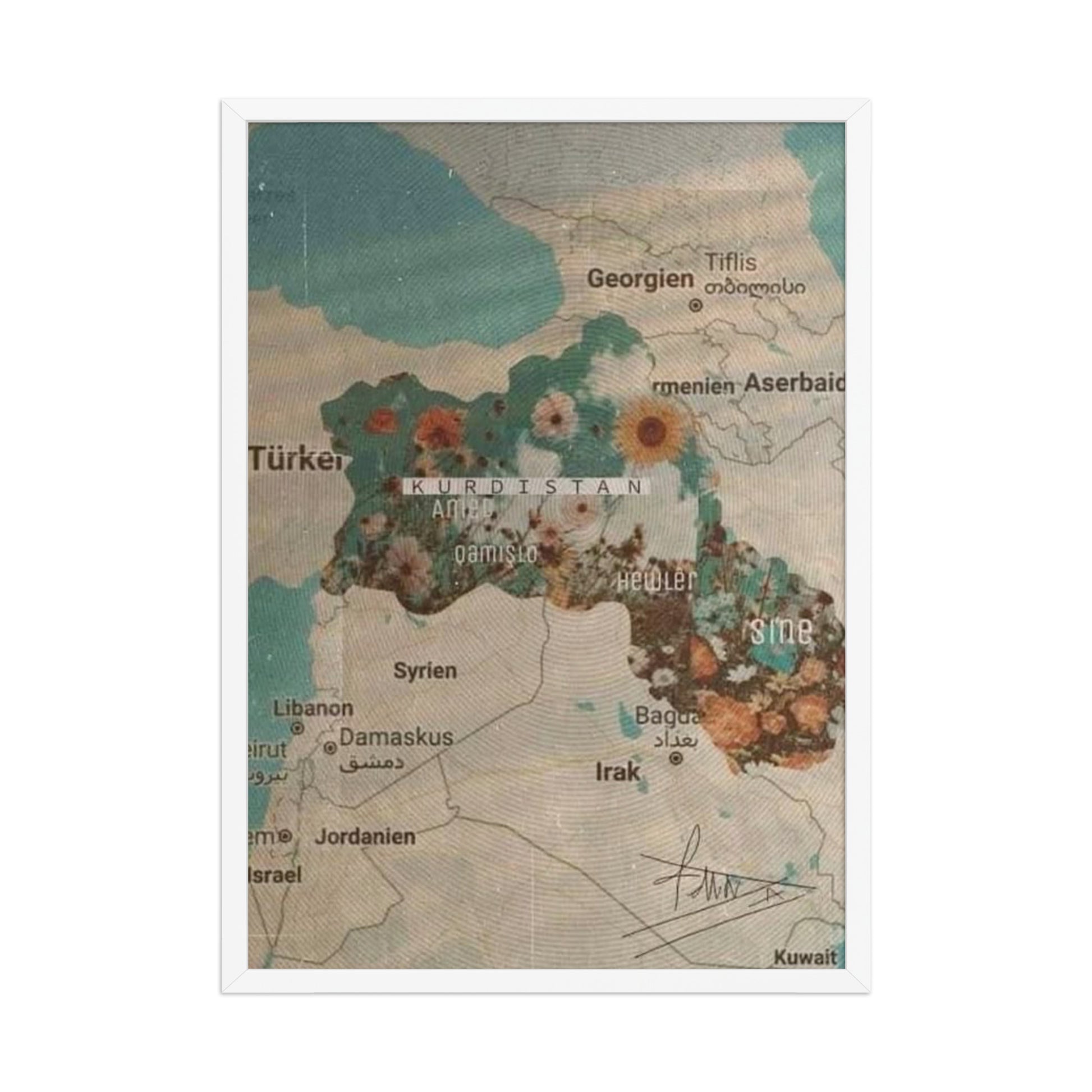 Kurdistan Map Framed Poster | Kurdish Wall Map - Kurdish Wall Art Poster | MarsoniPrint