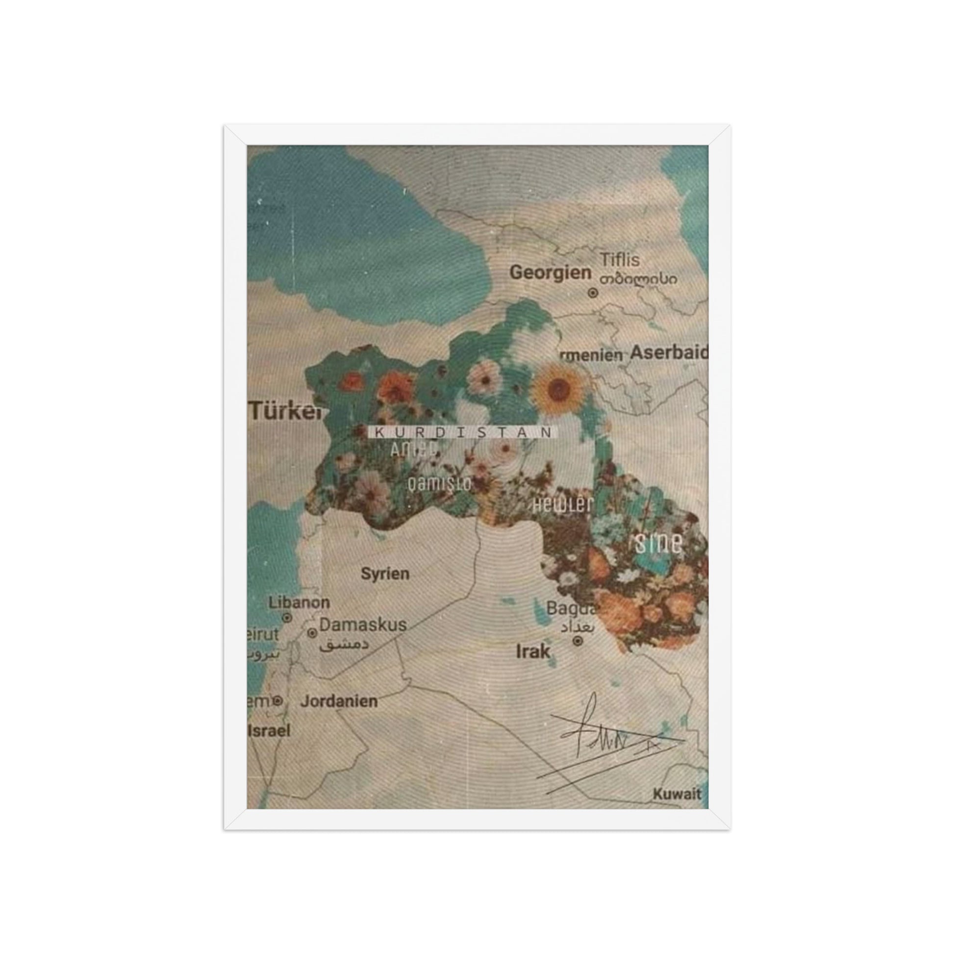 Kurdistan Map Framed Poster | Kurdish Wall Map - Kurdish Wall Art Poster | MarsoniPrint
