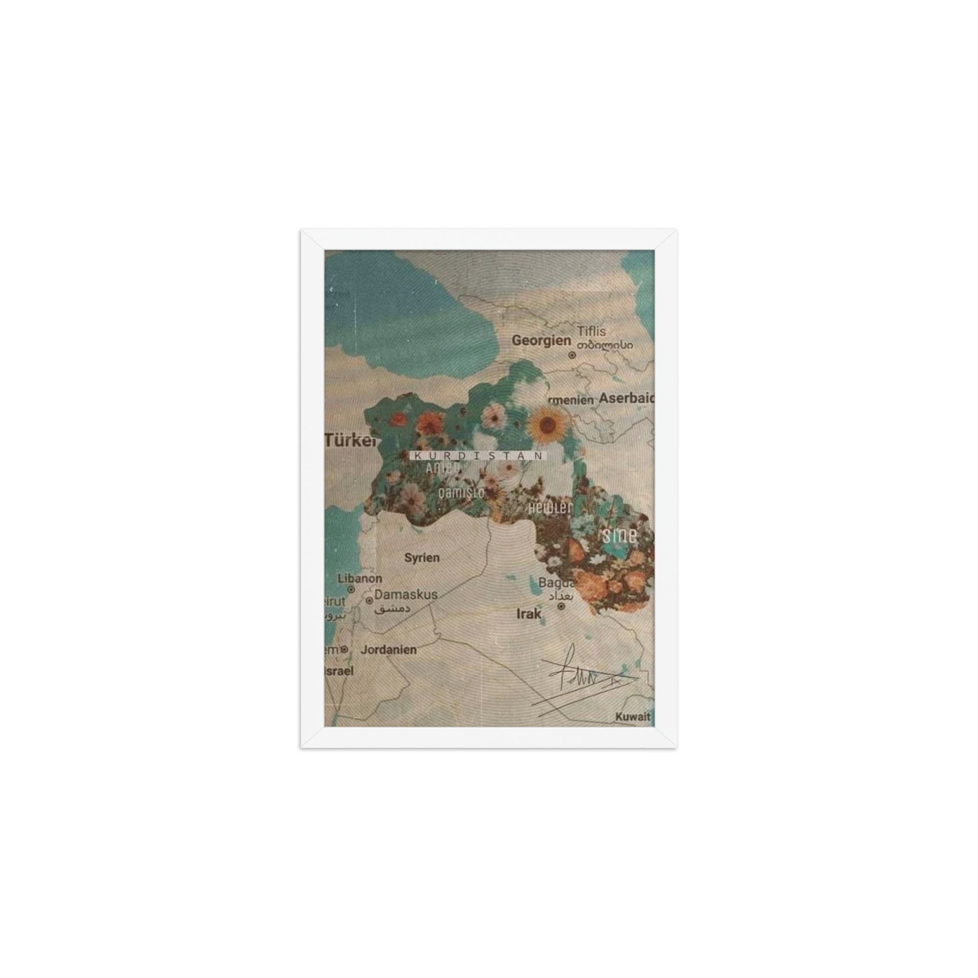 Kurdistan Map Framed Poster | Kurdish Wall Map - Kurdish Wall Art Poster | MarsoniPrint