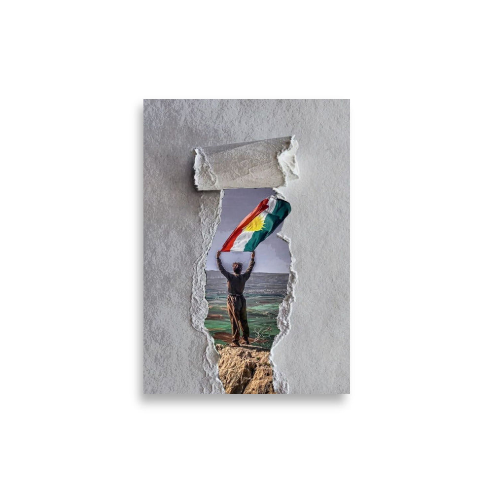 Kurdistan Flag Paper Poster | Kurdish Wall Decor - Kurdish Wall Art Poster | MarsoniPrint