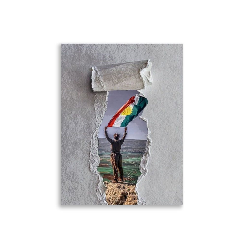 Kurdistan Flag Paper Poster | Kurdish Wall Decor - Kurdish Wall Art Poster | MarsoniPrint