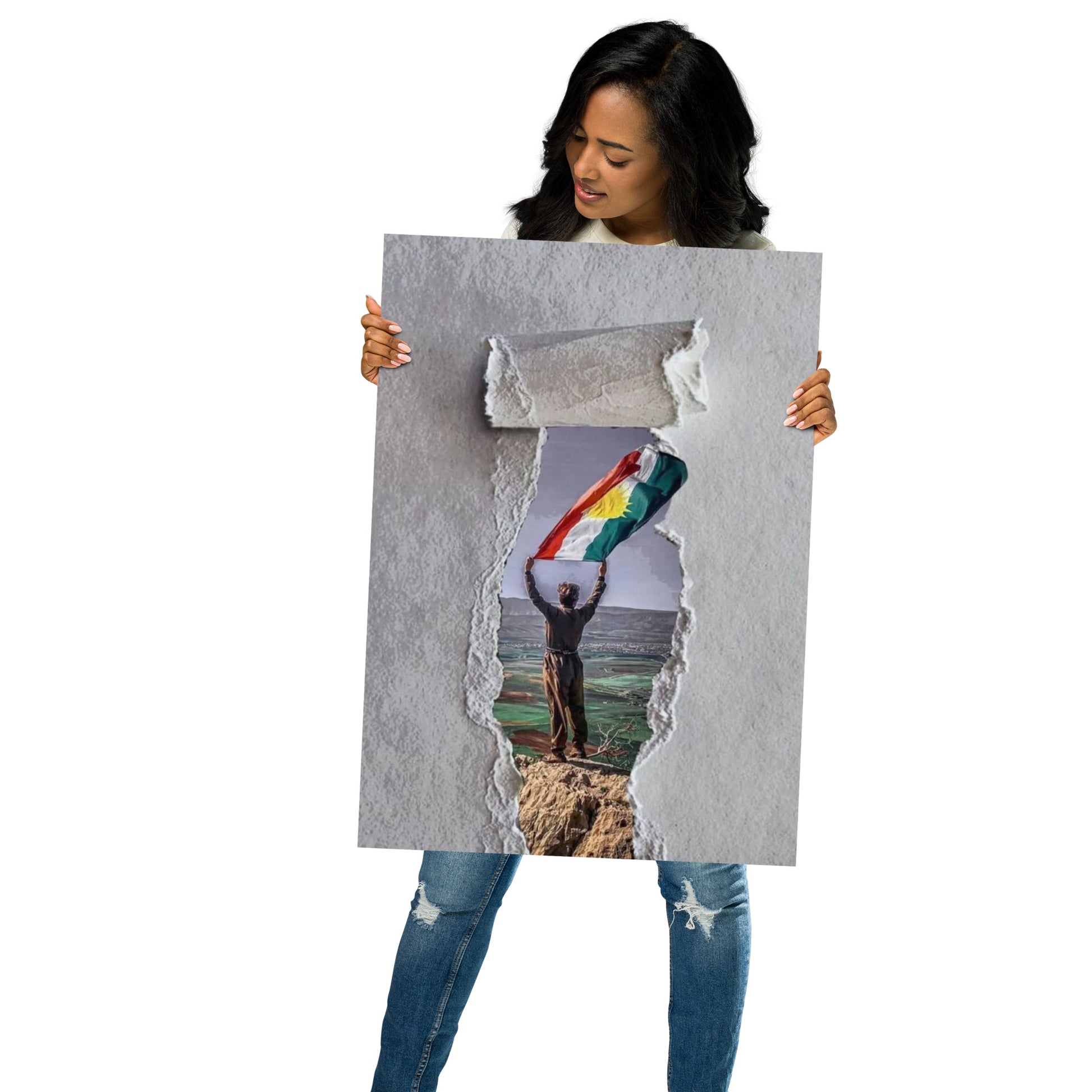 Kurdistan Flag Paper Poster | Kurdish Wall Decor - Kurdish Wall Art Poster | MarsoniPrint