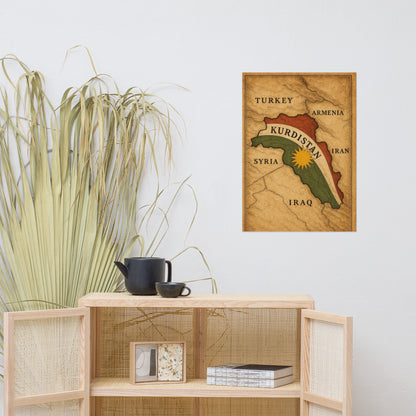 Kurdistan Map Poster | Kurdish Wall Map Art - Kurdish Wall Art Poster | MarsoniPrint