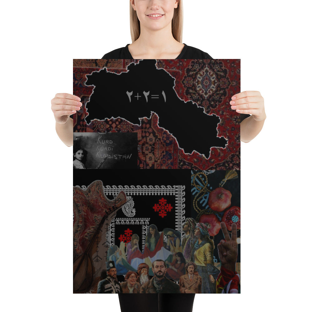 Kurd Kurdi Kurdistani Poster | 2+2=1 Unity Wall Art - Kurdish Wall Art Poster | MarsoniPrint