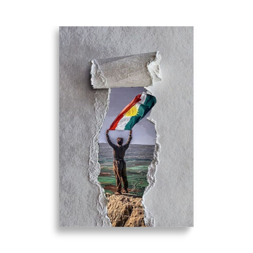 Kurdistan Flag Paper Poster | Kurdish Wall Decor - Kurdish Wall Art Poster | MarsoniPrint