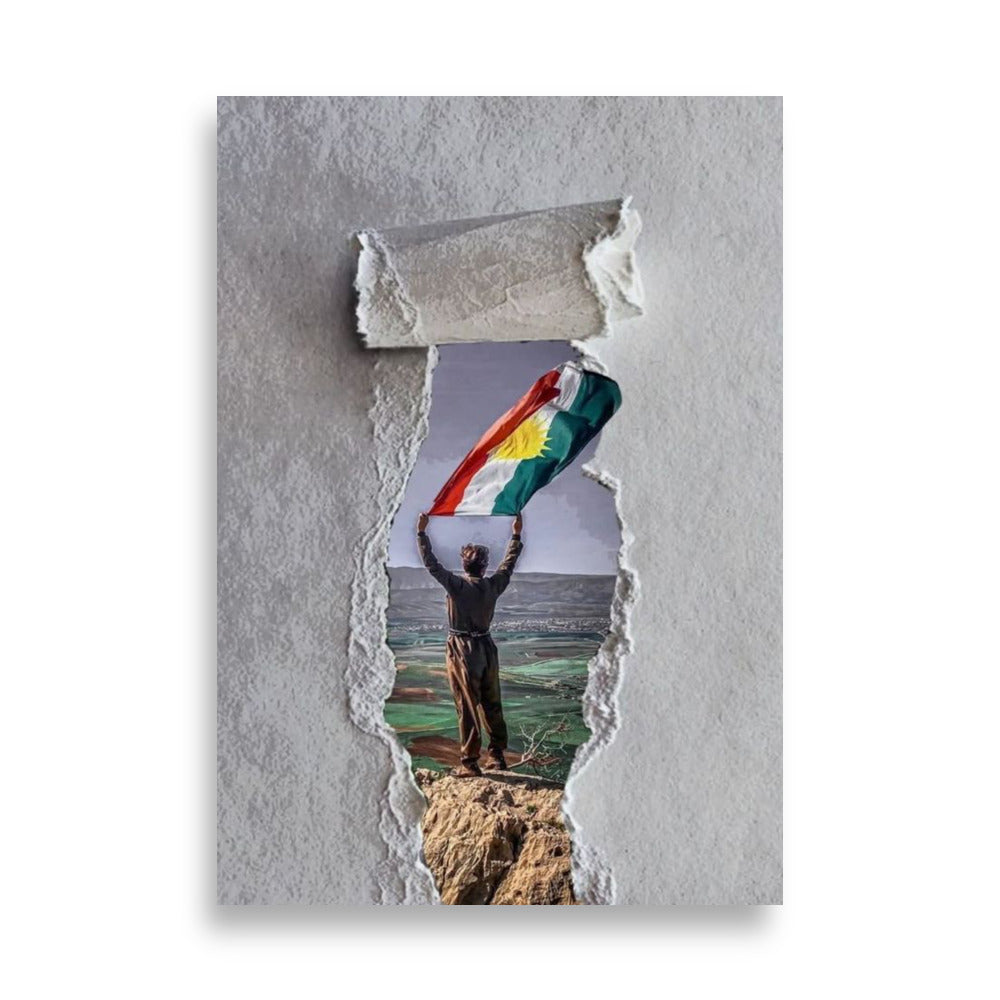 Kurdistan Flag Paper Poster | Kurdish Wall Decor - Kurdish Wall Art Poster | MarsoniPrint