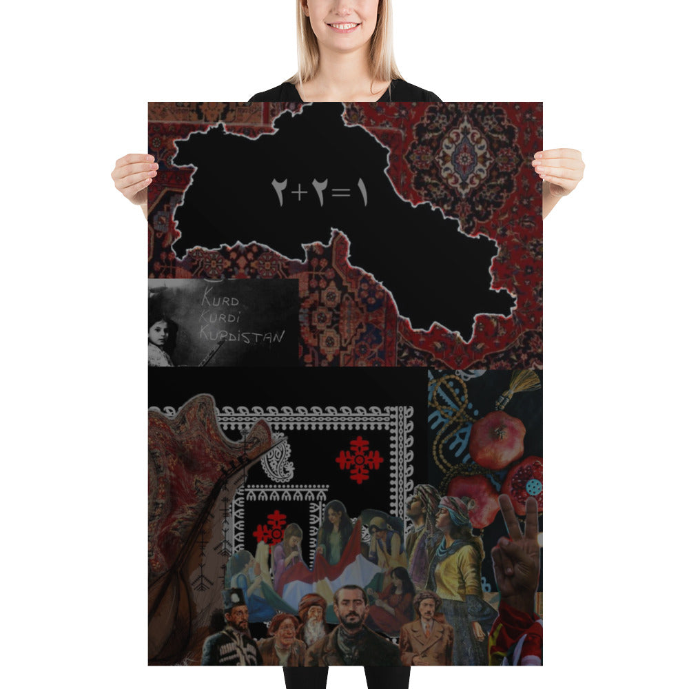 Kurd Kurdi Kurdistani Poster | 2+2=1 Unity Wall Art - Kurdish Wall Art Poster | MarsoniPrint