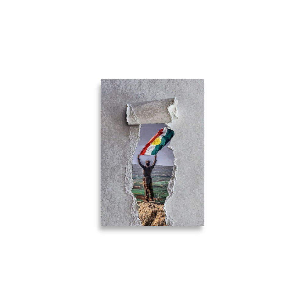 Kurdistan Flag Paper Poster | Kurdish Wall Decor - Kurdish Wall Art Poster | MarsoniPrint
