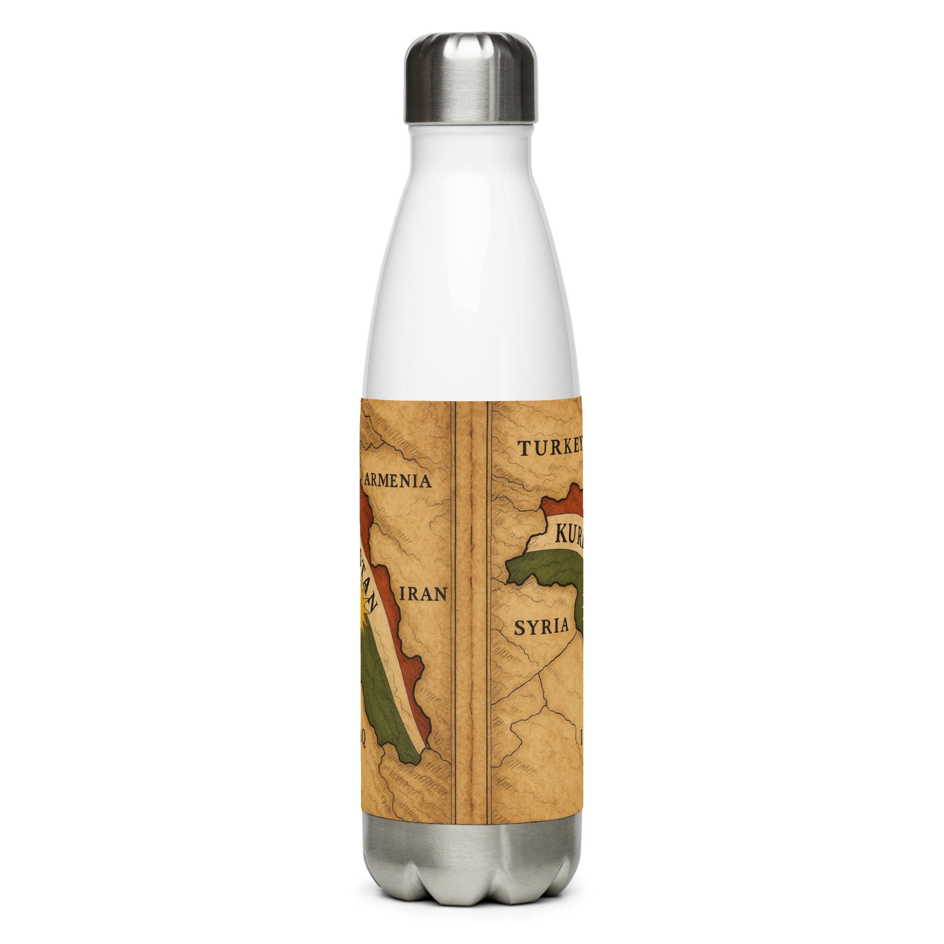 Kurdistan Map Bottle – Kurdish Heritage Drinkware - Kurdish Identity Water Bottle | MarsoniPrint