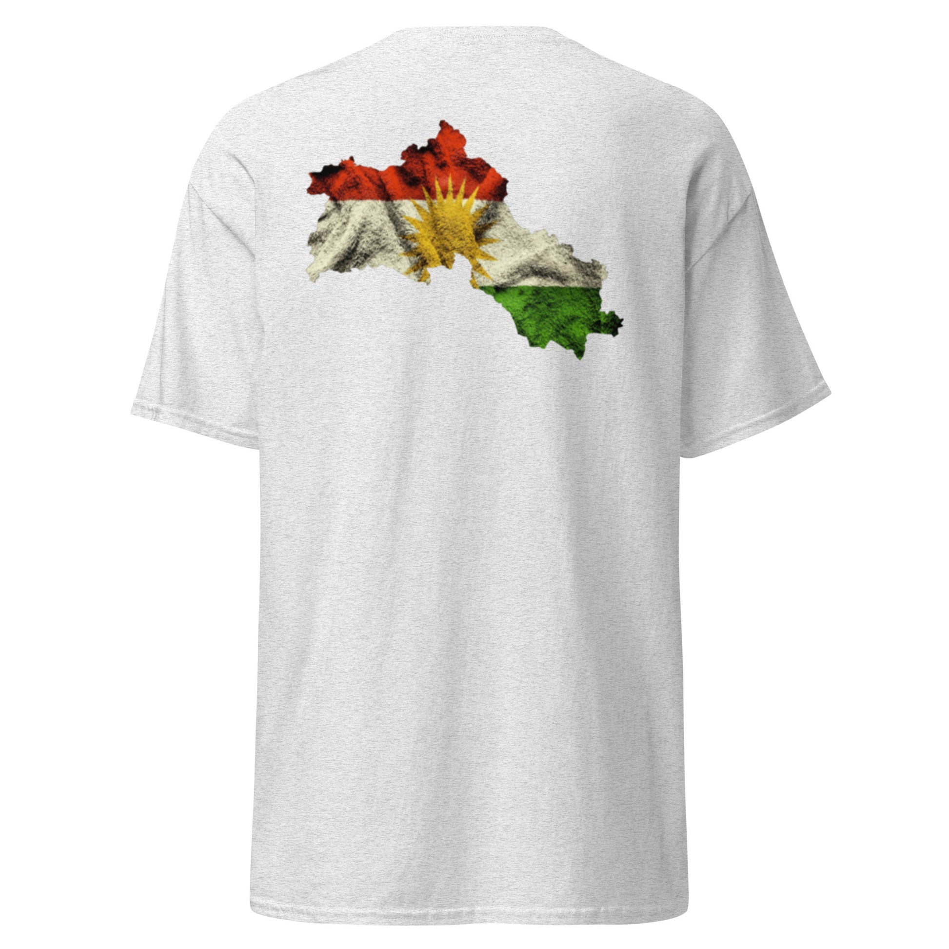 Kurdistan Map & Flag T-Shirt | Back Side Printing | Kurdish Tee - Kurdish Identity T-Shirt | MarsoniPrint