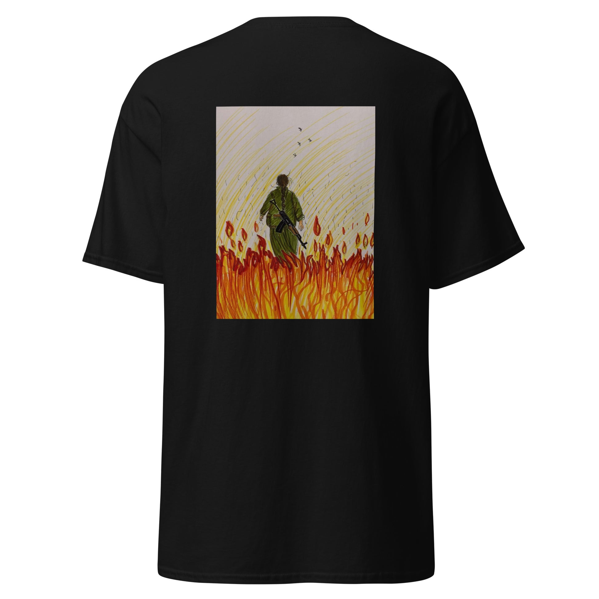 Gerilla T-Shirt | Back Side Printing | Kurdish Warrior Unisex Tee - Kurdish Identity T-Shirt | MarsoniPrint