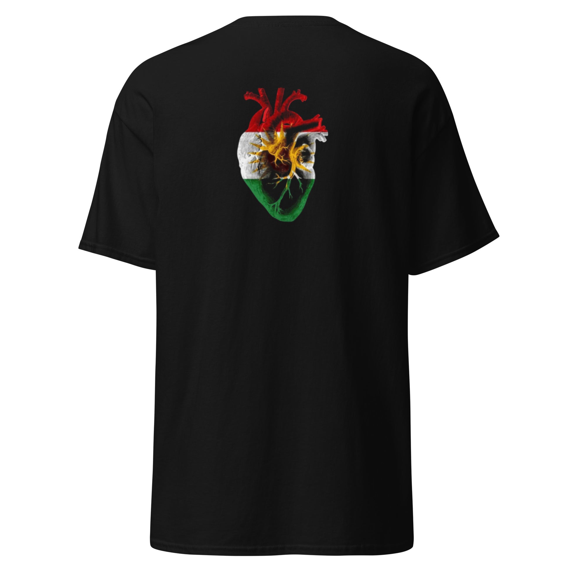 Kurdistan Heart Flag T-Shirt | Back Side Printing | Kurdish Tee - Kurdish Identity T-Shirt | MarsoniPrint