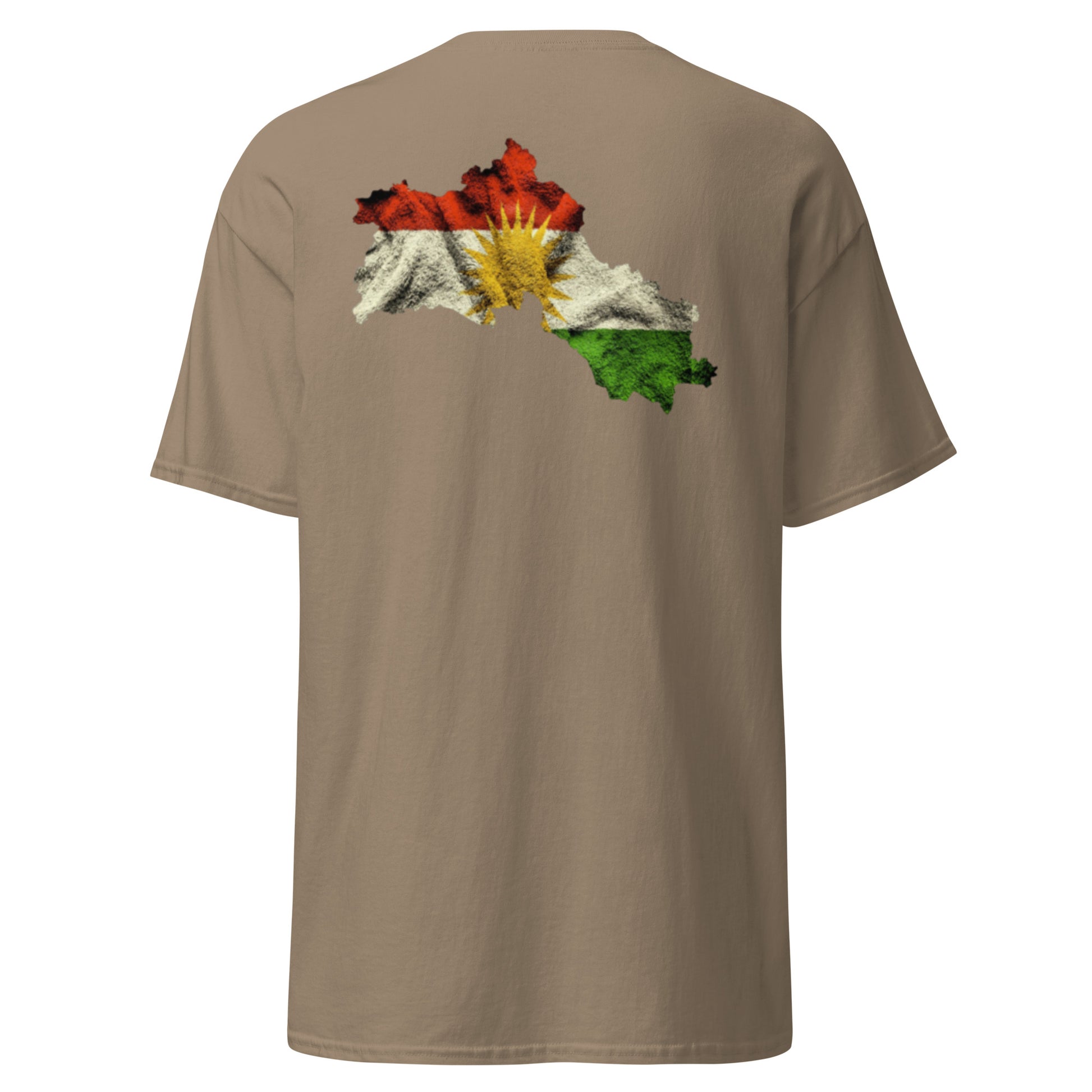 Kurdistan Map & Flag T-Shirt | Back Side Printing | Kurdish Tee - Kurdish Identity T-Shirt | MarsoniPrint