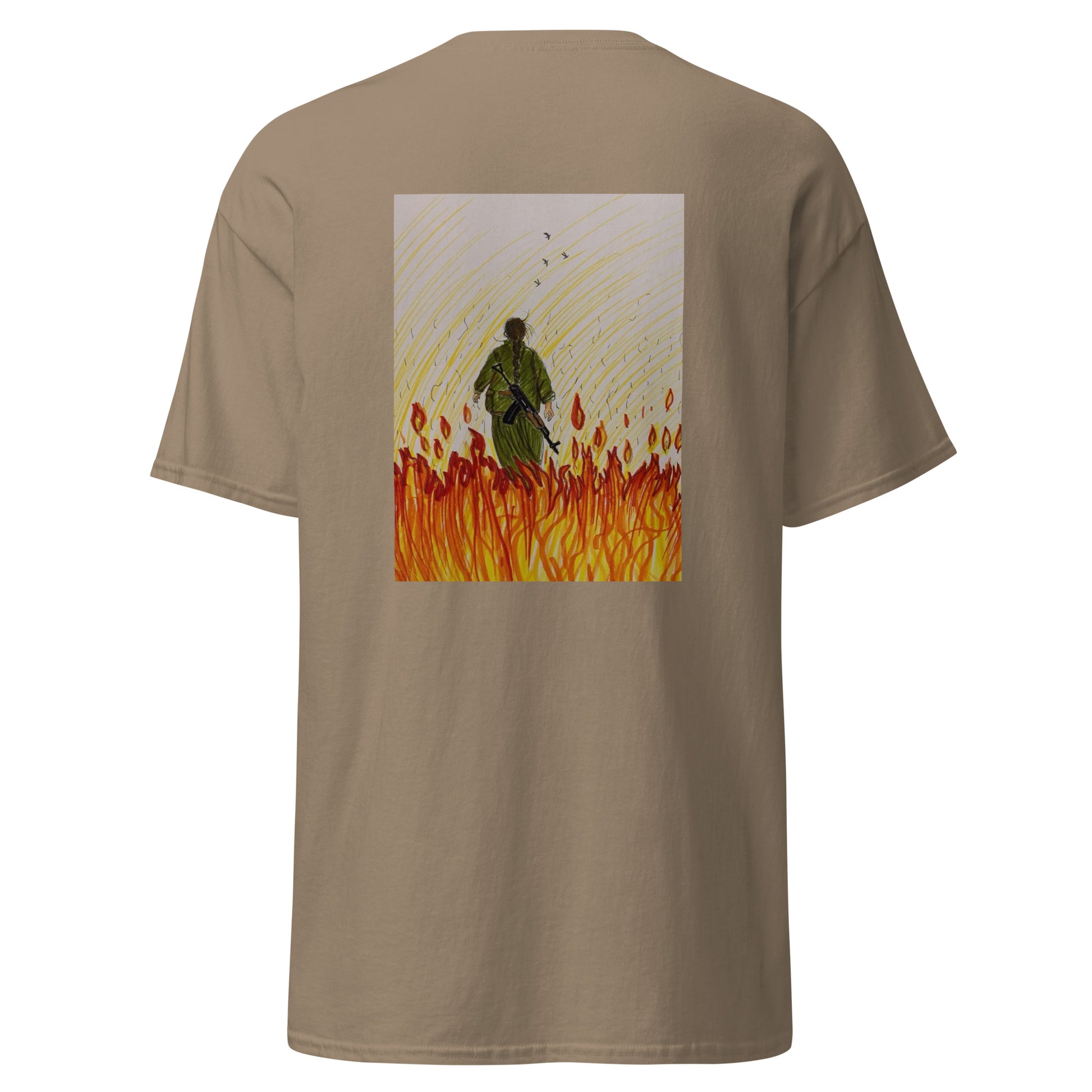 Gerilla T-Shirt | Back Side Printing | Kurdish Warrior Unisex Tee - Kurdish Identity T-Shirt | MarsoniPrint