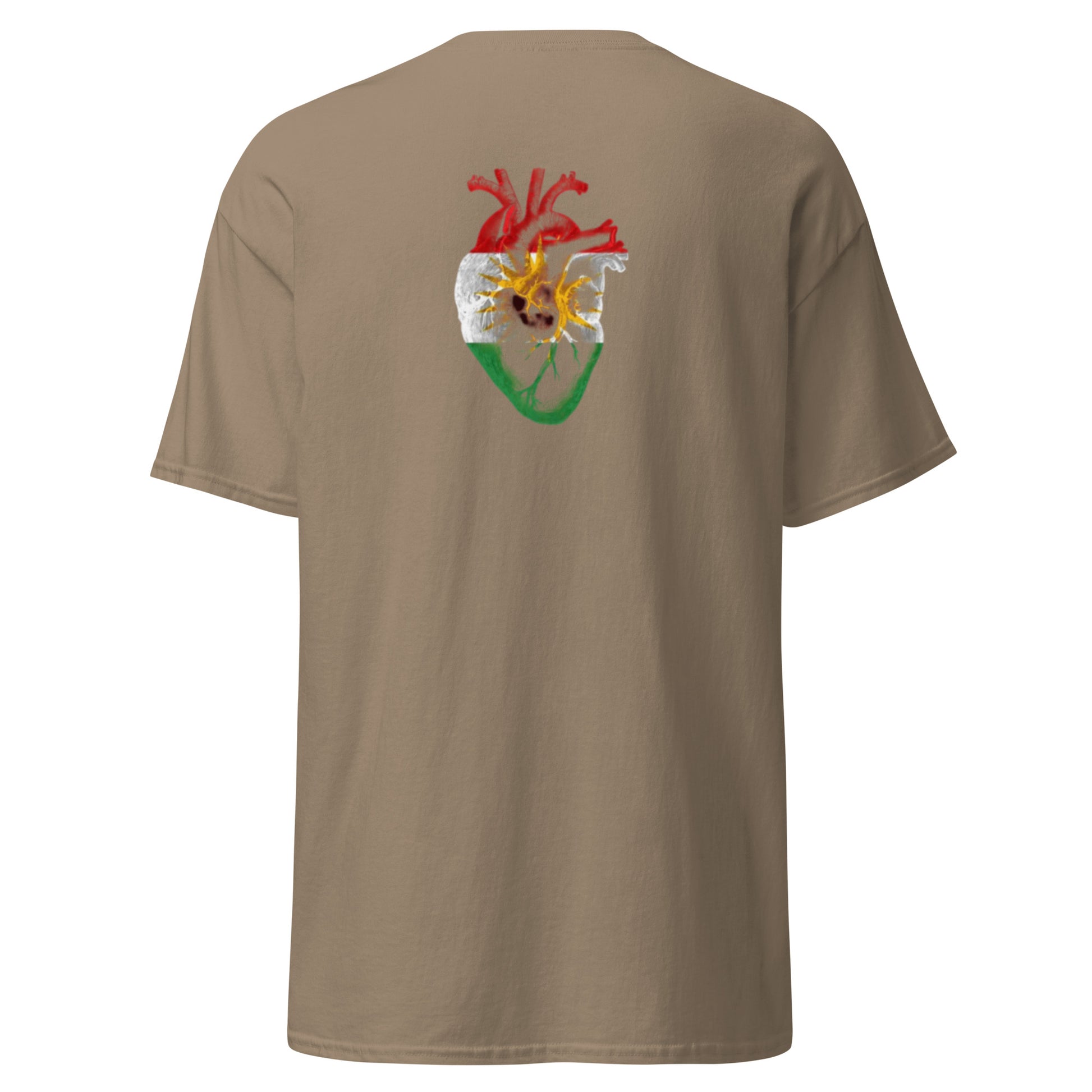 Kurdistan Heart Flag T-Shirt | Back Side Printing | Kurdish Tee - Kurdish Identity T-Shirt | MarsoniPrint