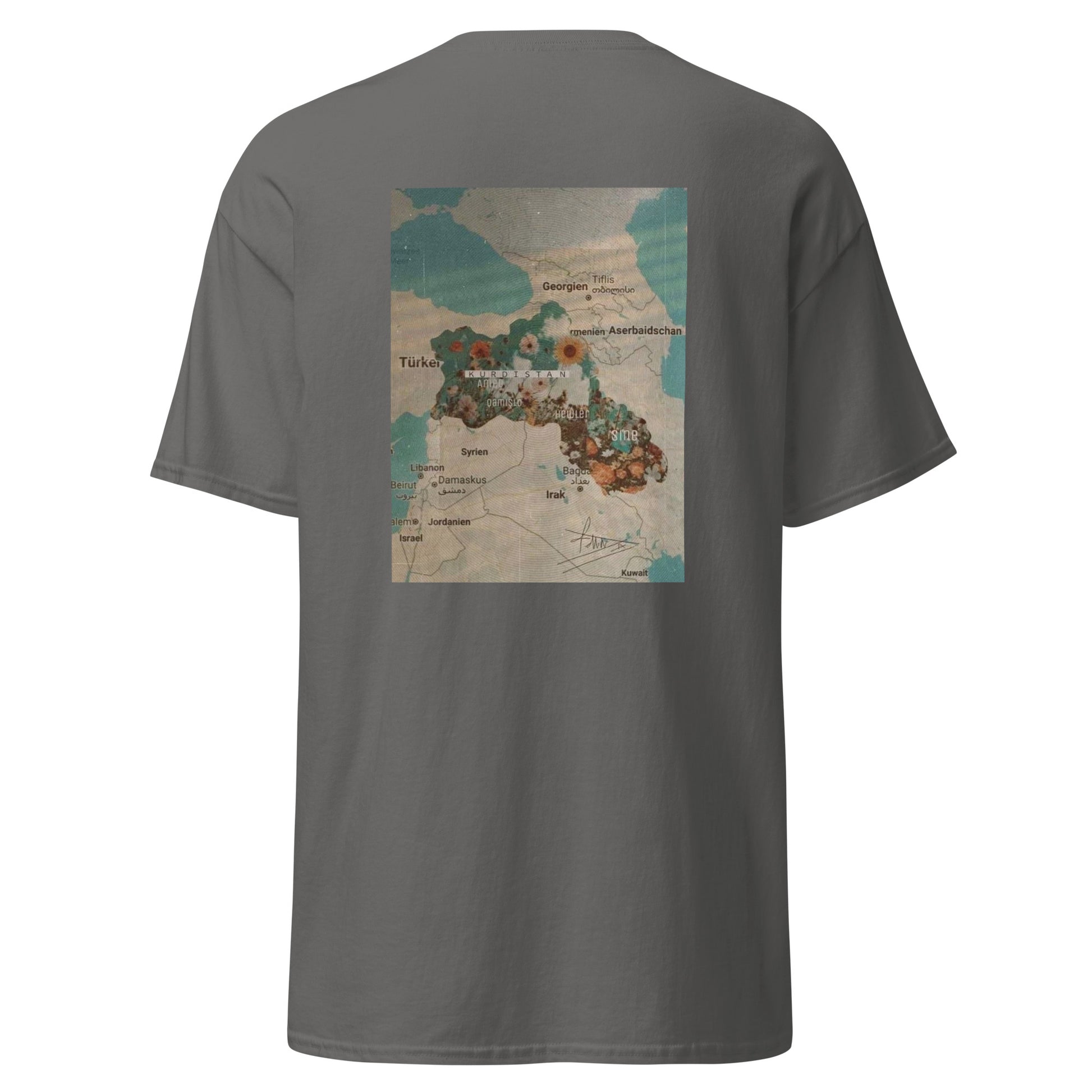 Kurdistan Map T-Shirt | Back Side Printing | Kurdish Unisex Tee - Kurdish Identity T-Shirt | MarsoniPrint
