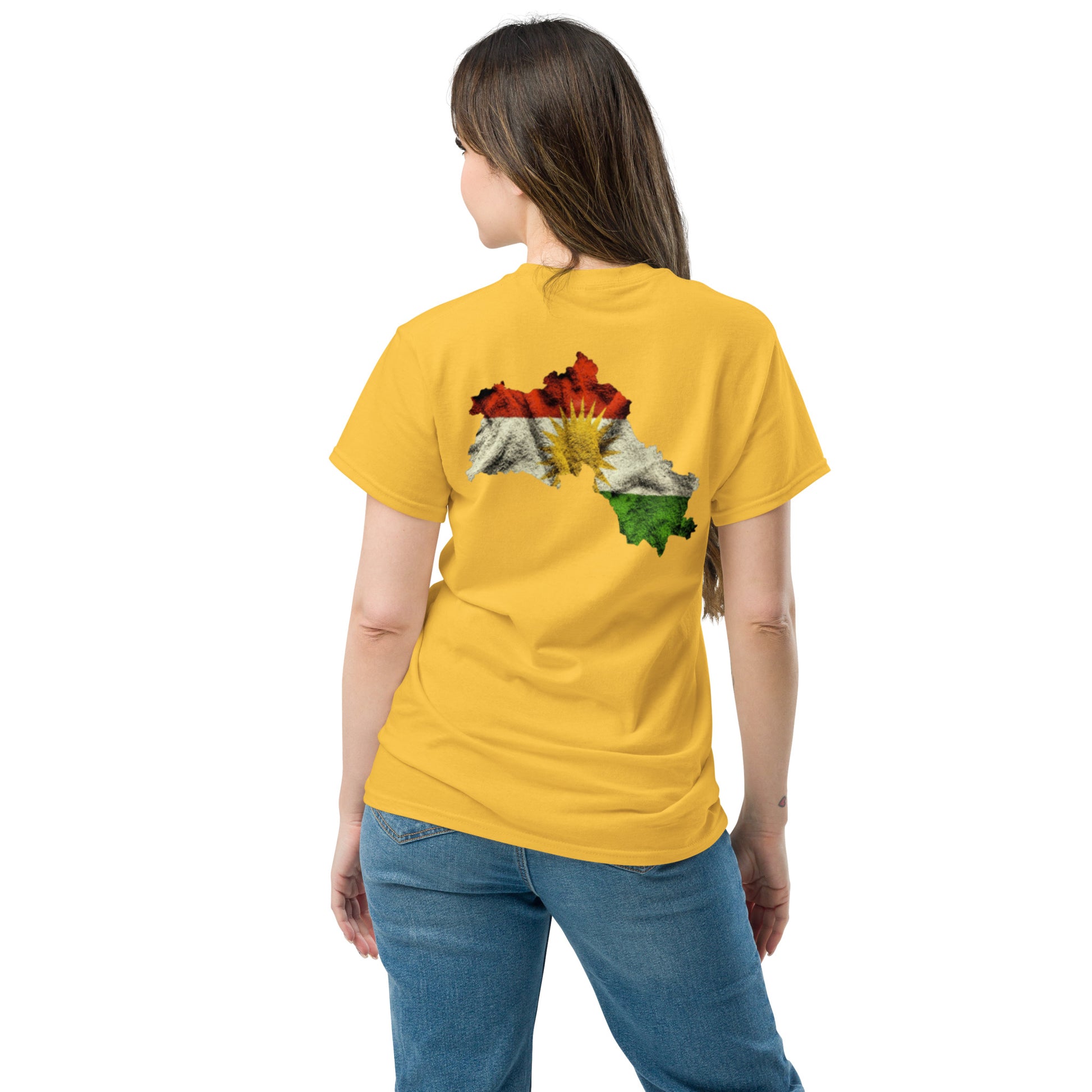 Kurdistan Map & Flag T-Shirt | Back Side Printing | Kurdish Tee - Kurdish Identity T-Shirt | MarsoniPrint