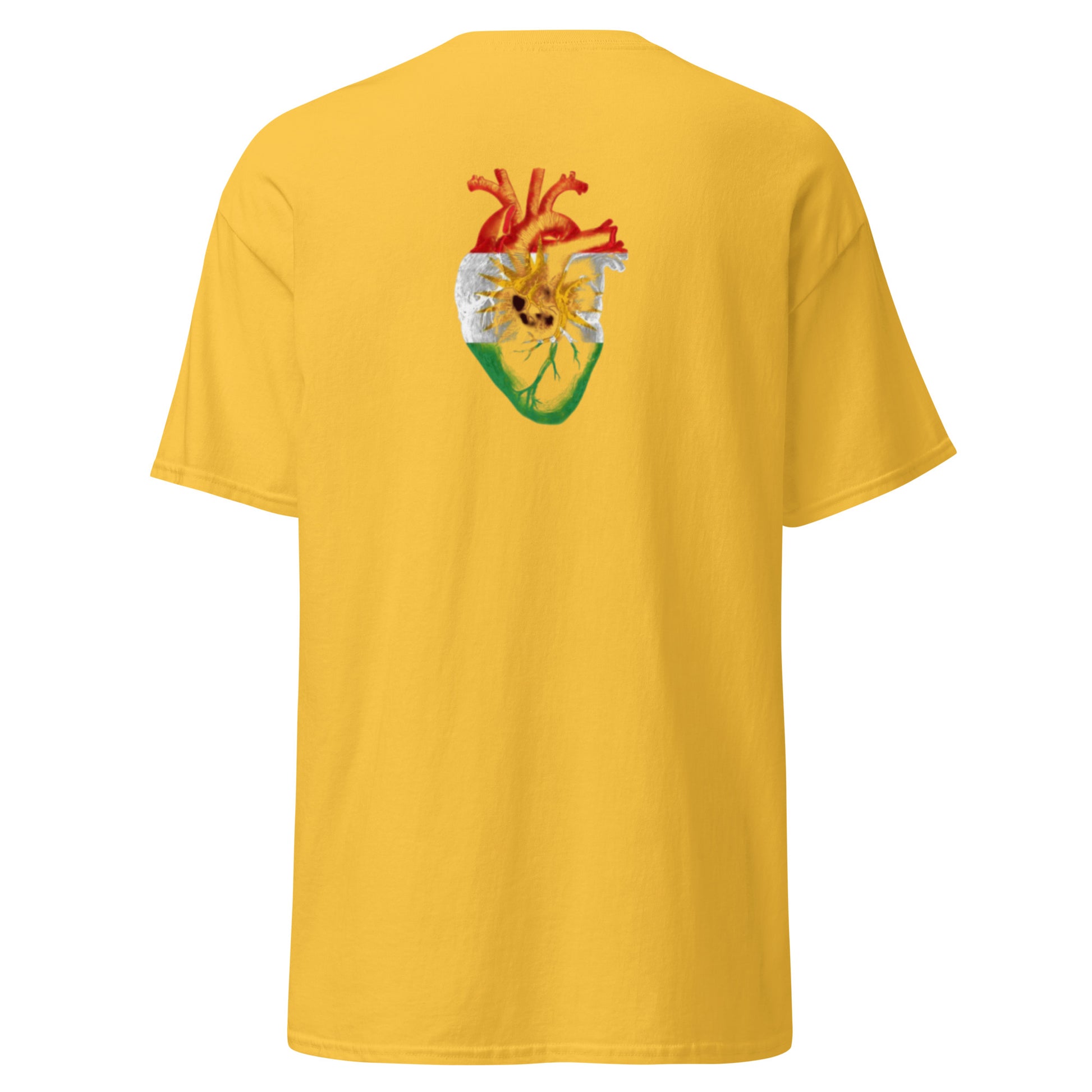 Kurdistan Heart Flag T-Shirt | Back Side Printing | Kurdish Tee - Kurdish Identity T-Shirt | MarsoniPrint