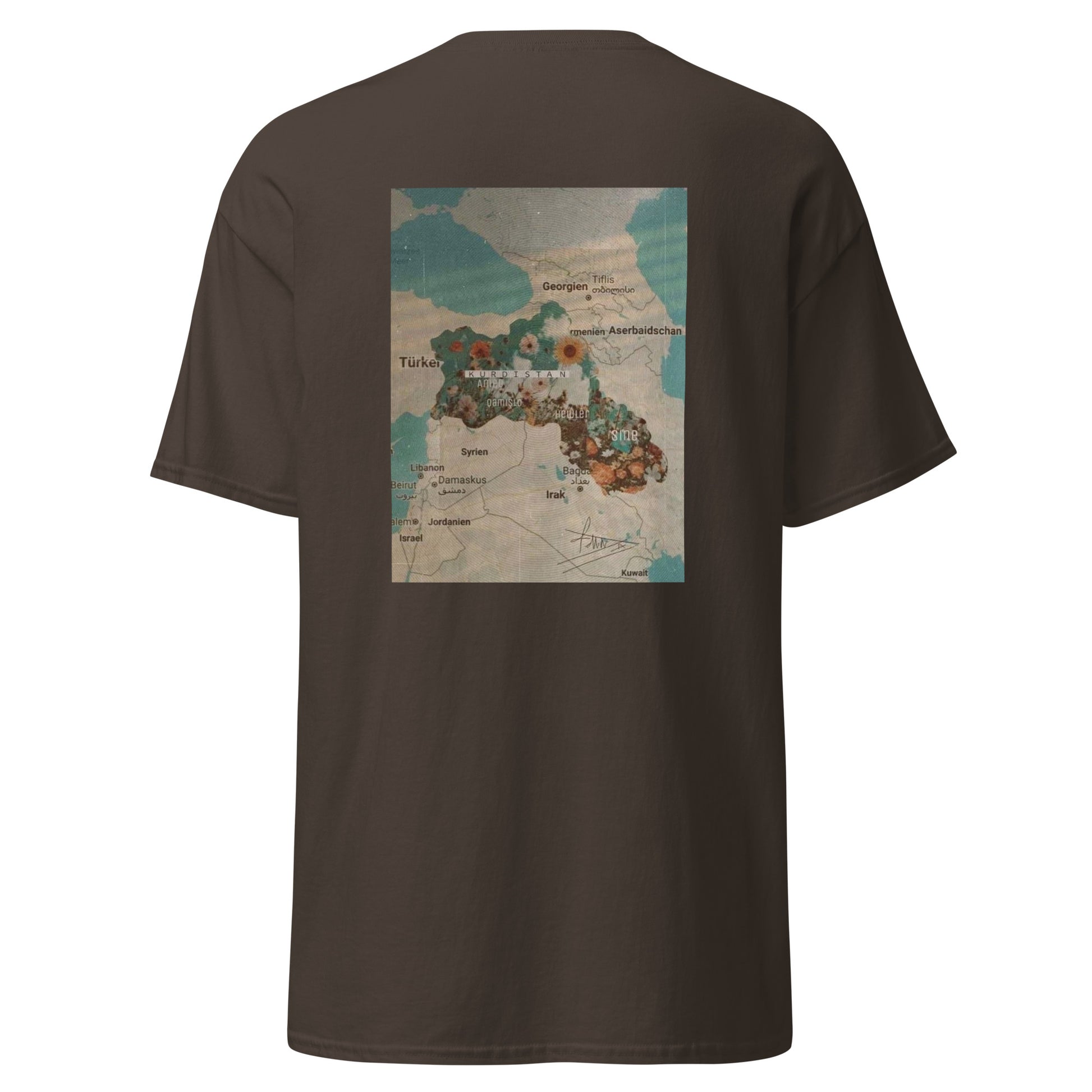 Kurdistan Map T-Shirt | Back Side Printing | Kurdish Unisex Tee - Kurdish Identity T-Shirt | MarsoniPrint