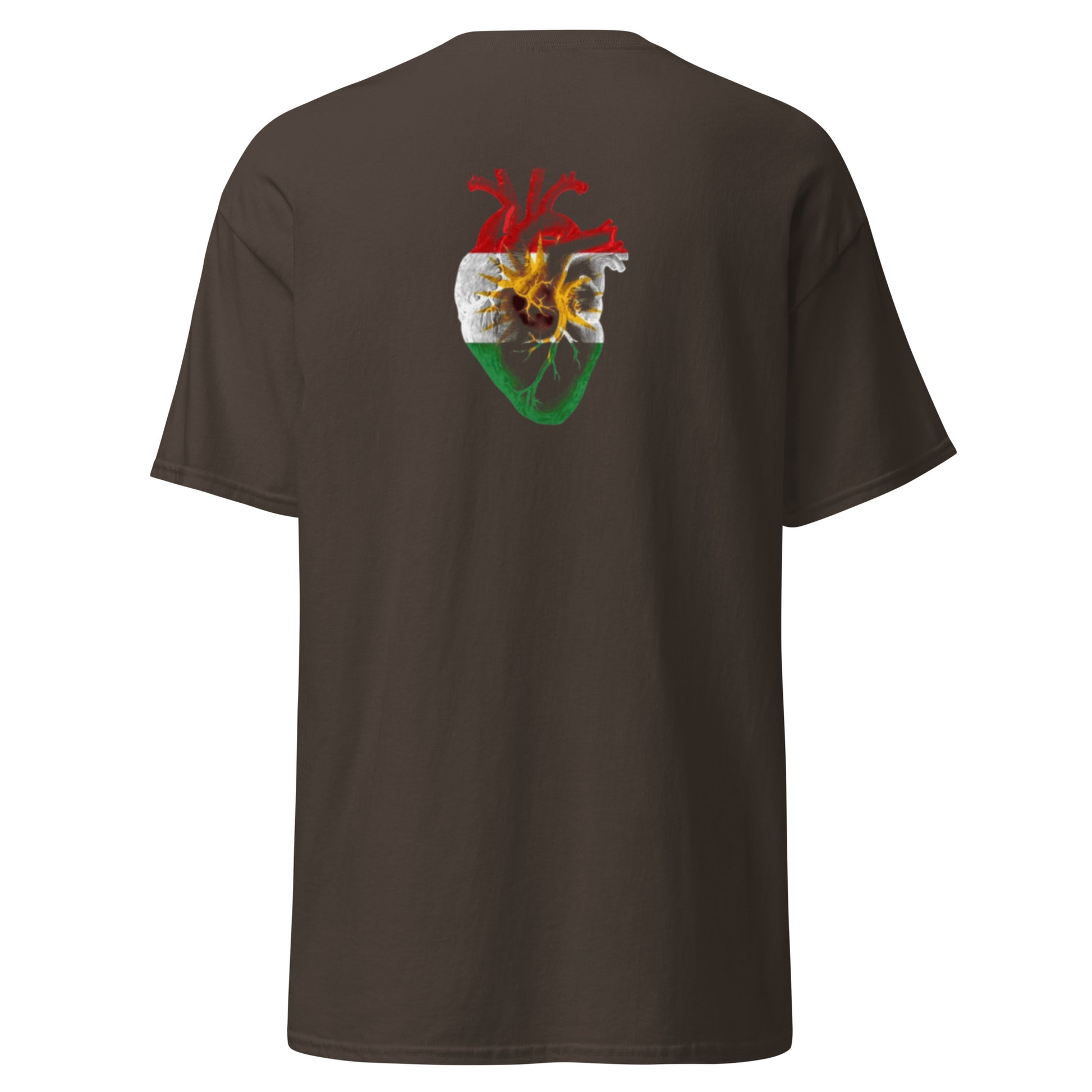 Kurdistan Heart Flag T-Shirt | Back Side Printing | Kurdish Tee - Kurdish Identity T-Shirt | MarsoniPrint