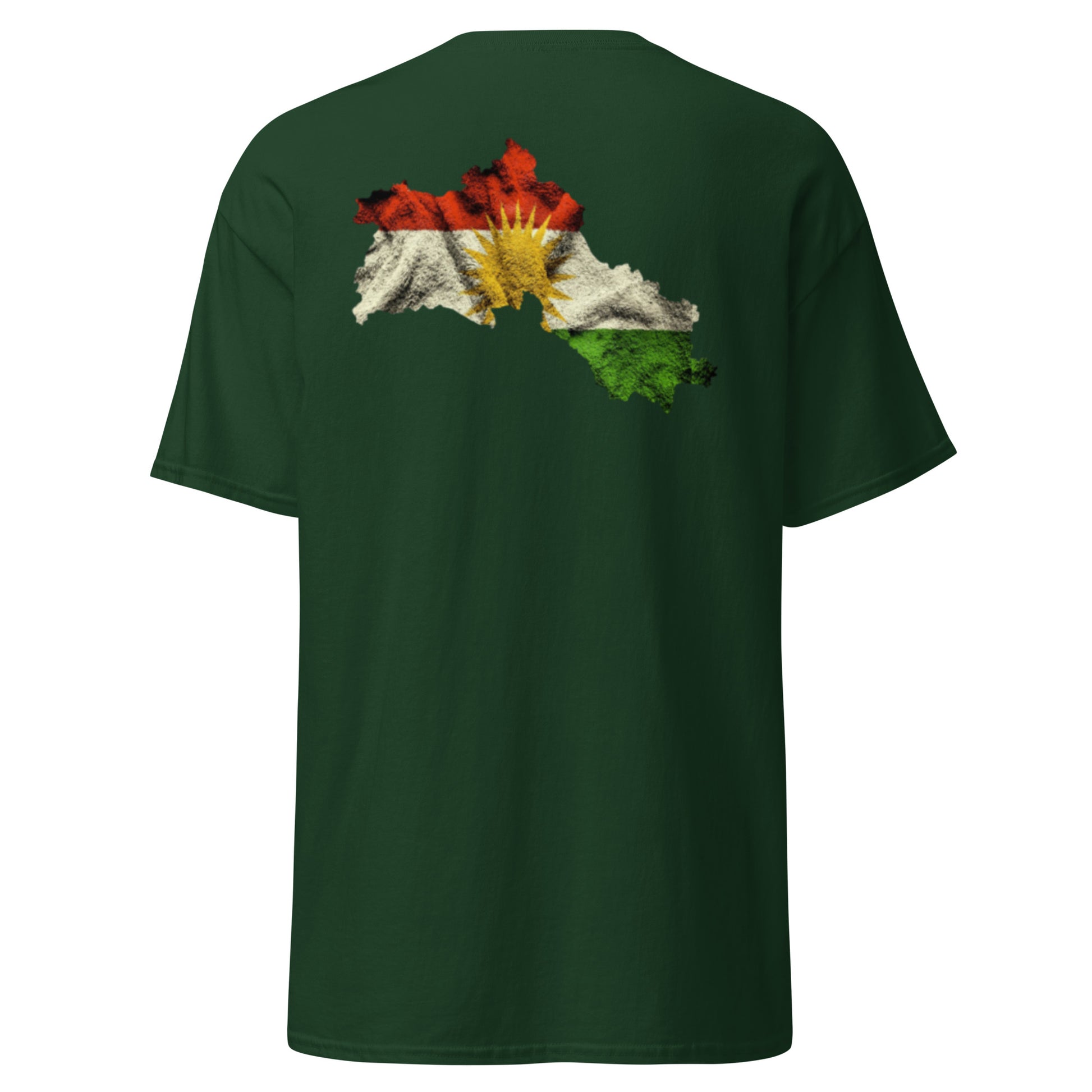 Kurdistan Map & Flag T-Shirt | Back Side Printing | Kurdish Tee - Kurdish Identity T-Shirt | MarsoniPrint