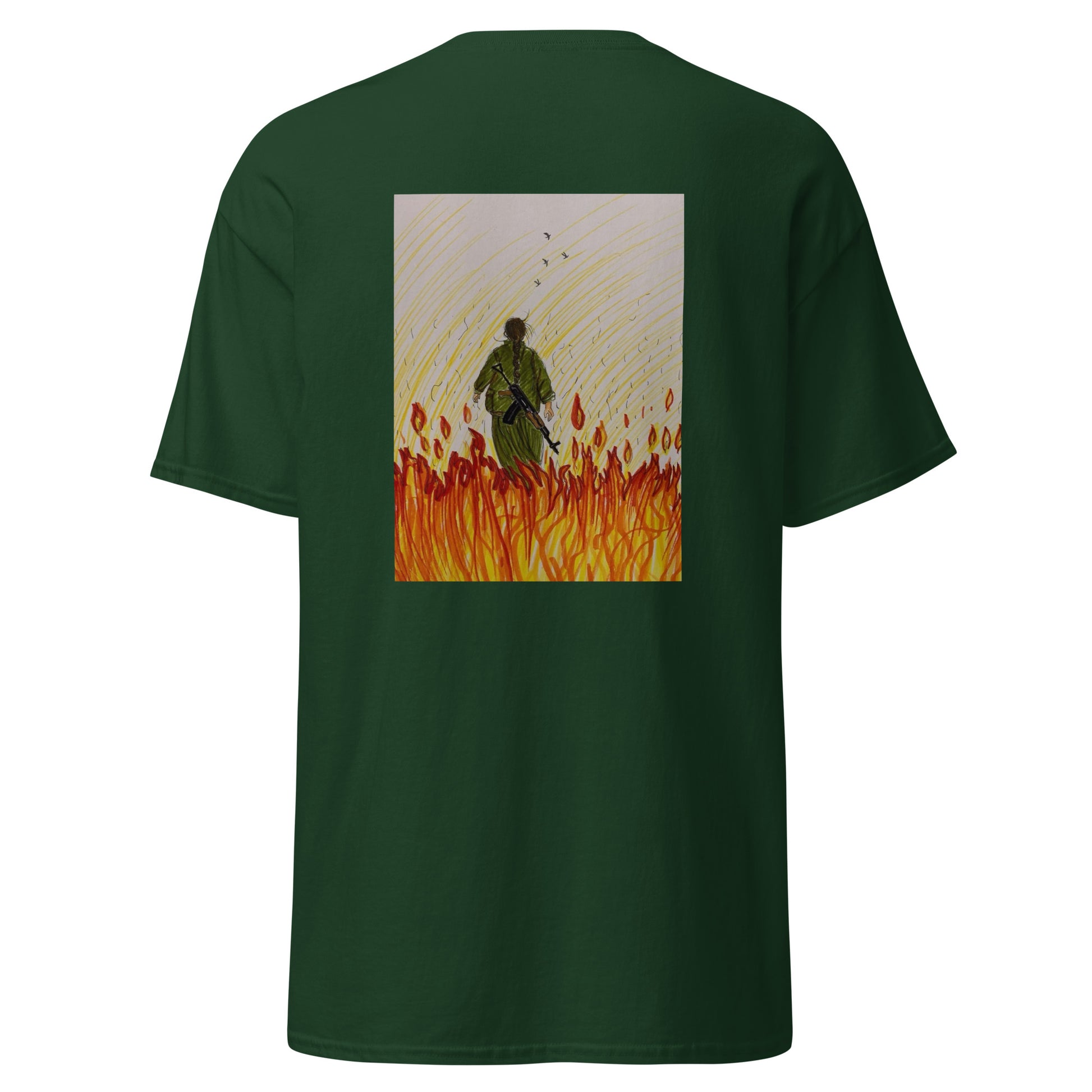 Gerilla T-Shirt | Back Side Printing | Kurdish Warrior Unisex Tee - Kurdish Identity T-Shirt | MarsoniPrint