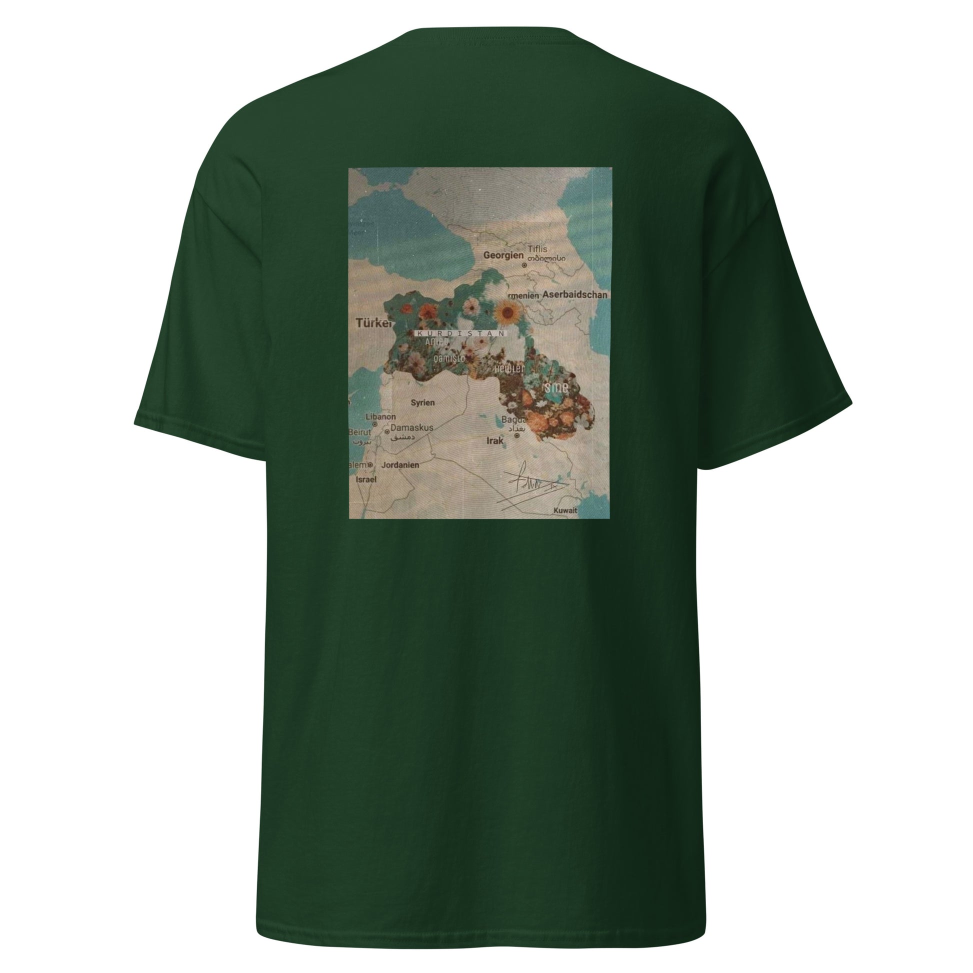 Kurdistan Map T-Shirt | Back Side Printing | Kurdish Unisex Tee - Kurdish Identity T-Shirt | MarsoniPrint
