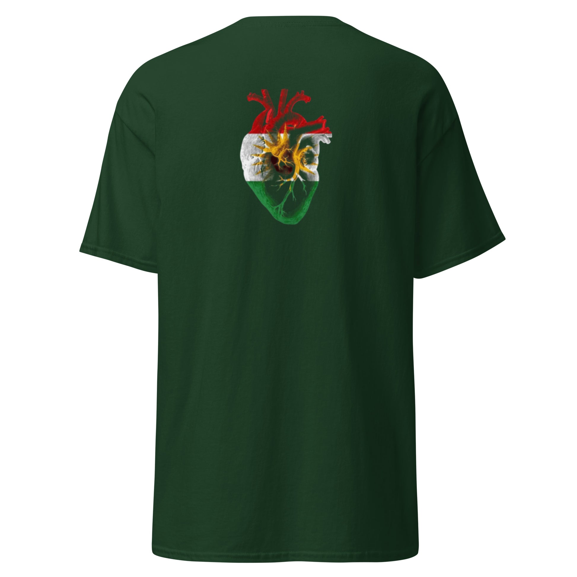 Kurdistan Heart Flag T-Shirt | Back Side Printing | Kurdish Tee - Kurdish Identity T-Shirt | MarsoniPrint