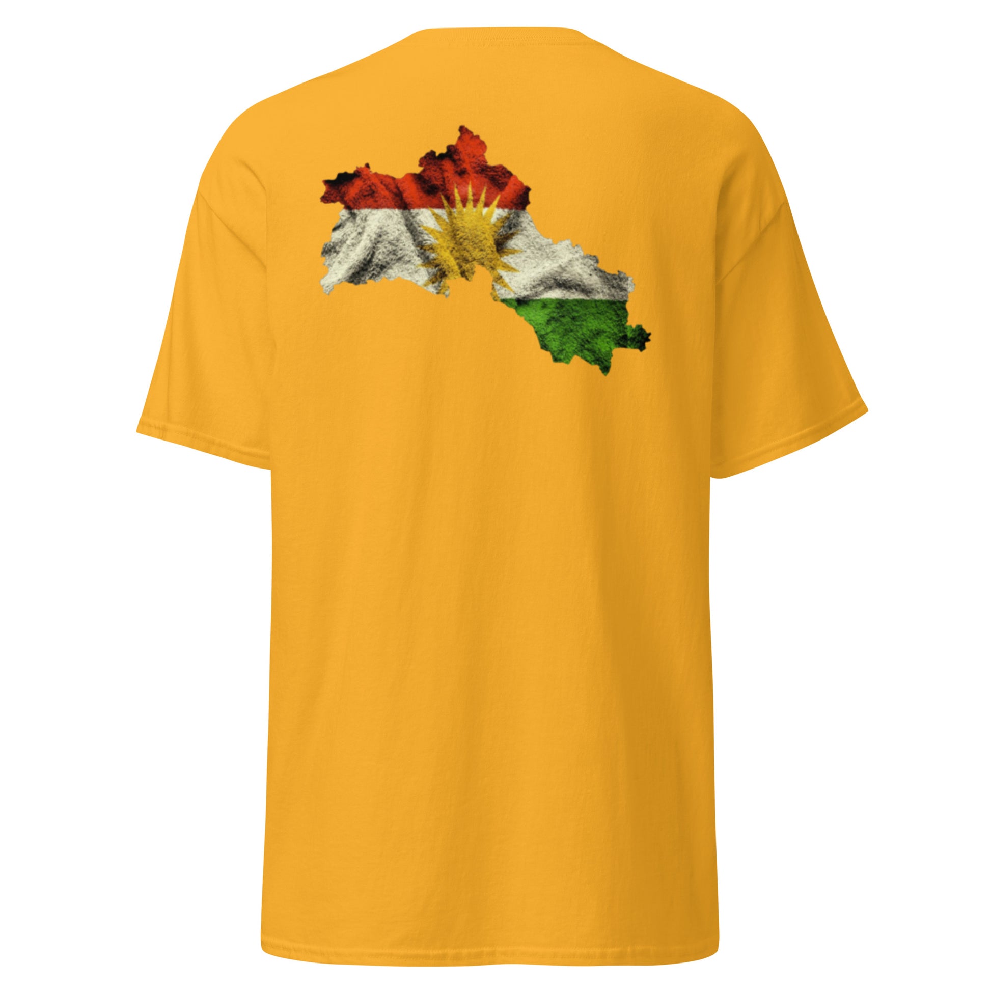 Kurdistan Map & Flag T-Shirt | Back Side Printing | Kurdish Tee - Kurdish Identity T-Shirt | MarsoniPrint