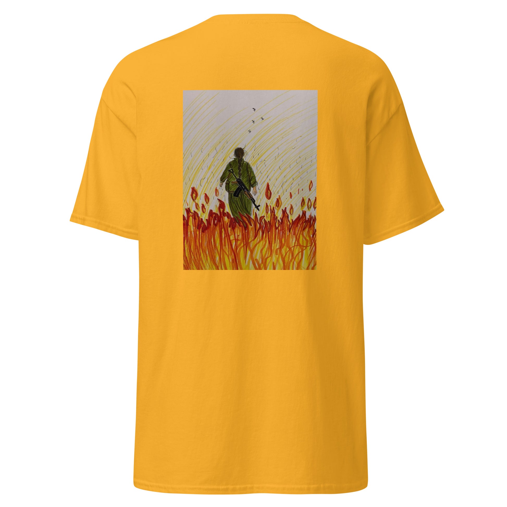 Gerilla T-Shirt | Back Side Printing | Kurdish Warrior Unisex Tee - Kurdish Identity T-Shirt | MarsoniPrint