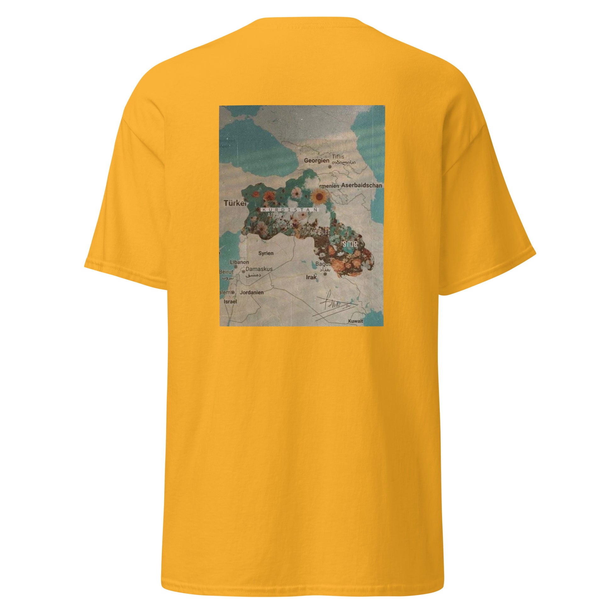 Kurdistan Map T-Shirt | Back Side Printing | Kurdish Unisex Tee - Kurdish Identity T-Shirt | MarsoniPrint