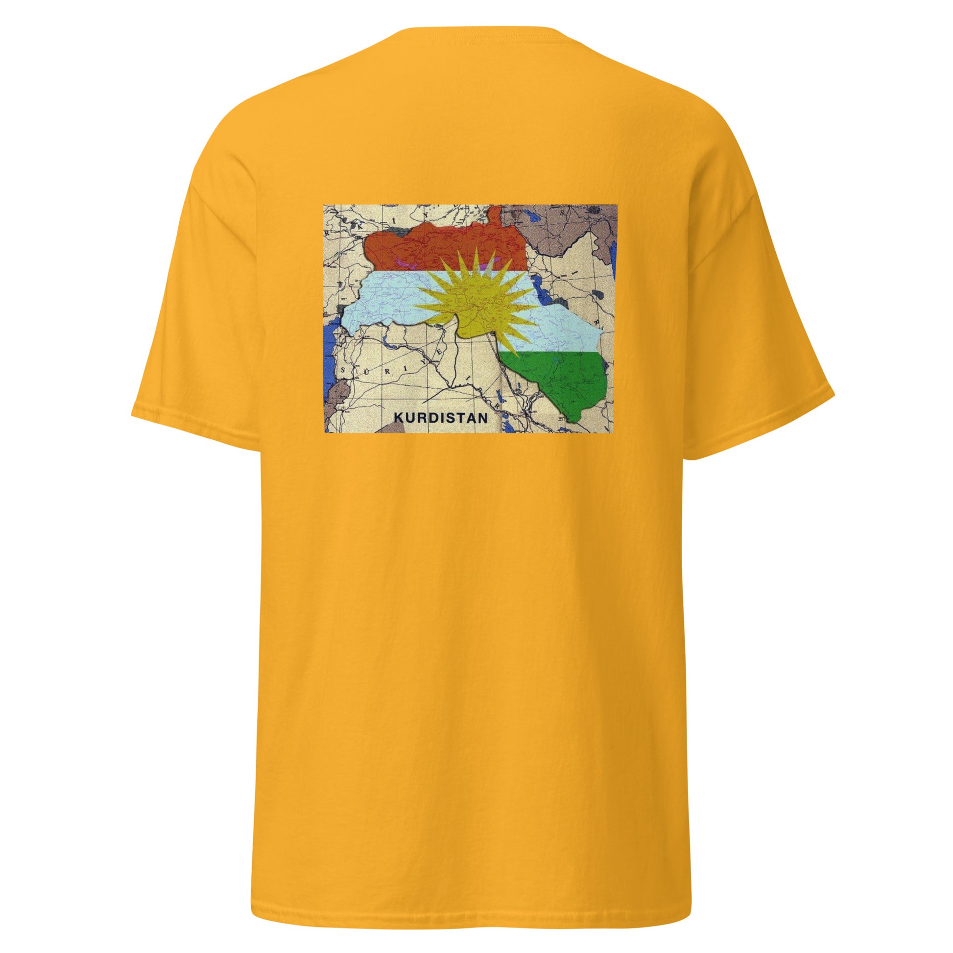 Kurdistan Map T-Shirt | Back Side Printing | Kurdish Unisex Tee - Kurdish Identity T-Shirt | MarsoniPrint