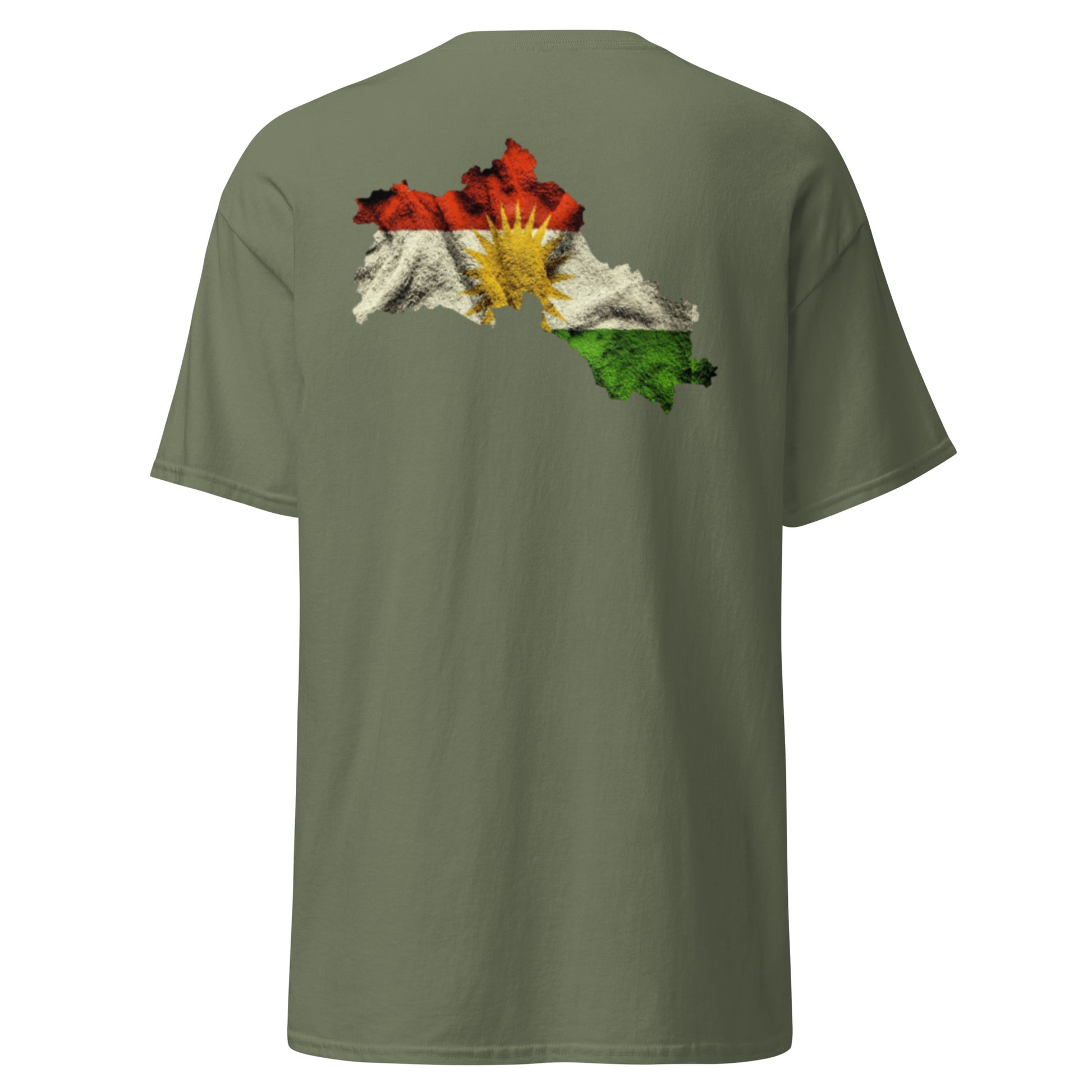 Kurdistan Map & Flag T-Shirt | Back Side Printing | Kurdish Tee - Kurdish Identity T-Shirt | MarsoniPrint
