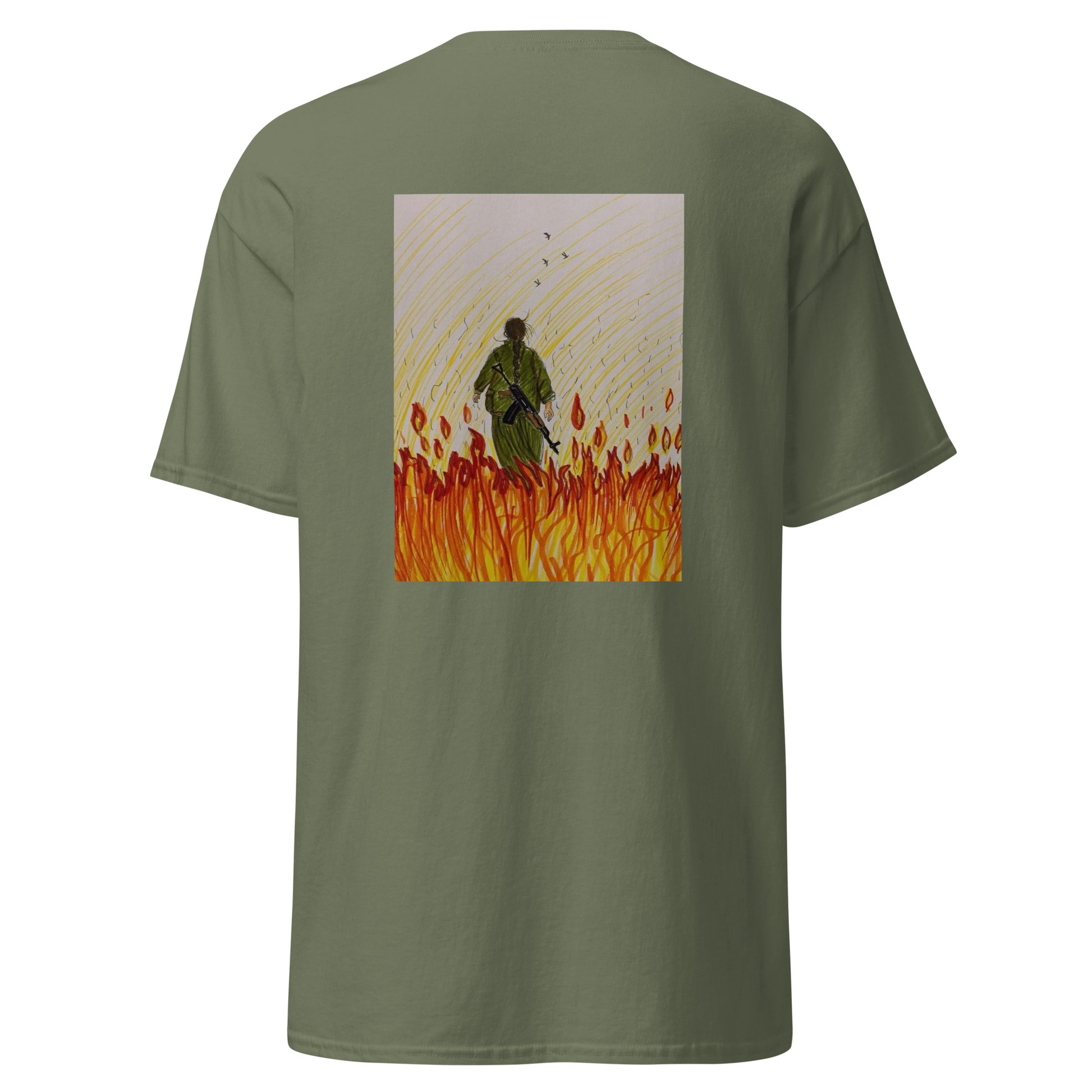 Gerilla T-Shirt | Back Side Printing | Kurdish Warrior Unisex Tee - Kurdish Identity T-Shirt | MarsoniPrint