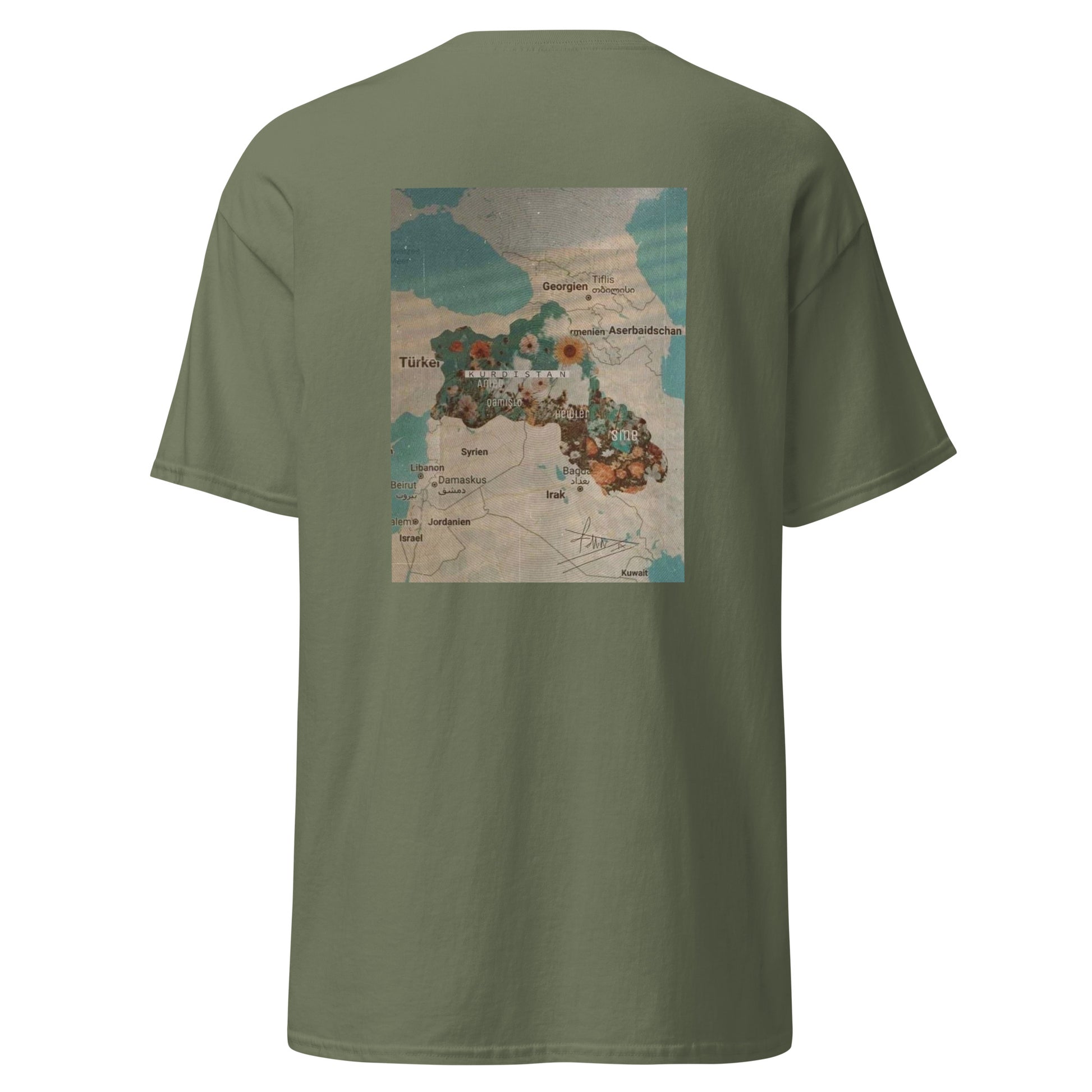 Kurdistan Map T-Shirt | Back Side Printing | Kurdish Unisex Tee - Kurdish Identity T-Shirt | MarsoniPrint