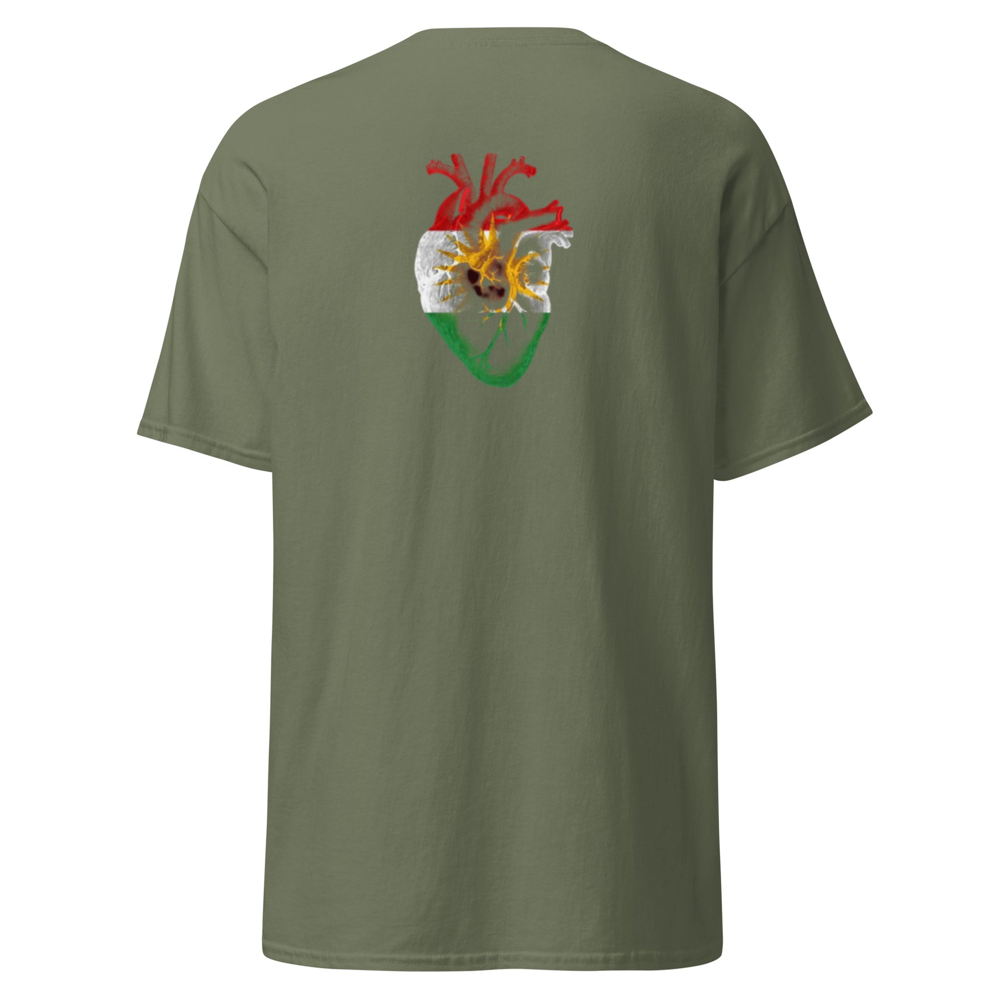 Kurdistan Heart Flag T-Shirt | Back Side Printing | Kurdish Tee - Kurdish Identity T-Shirt | MarsoniPrint