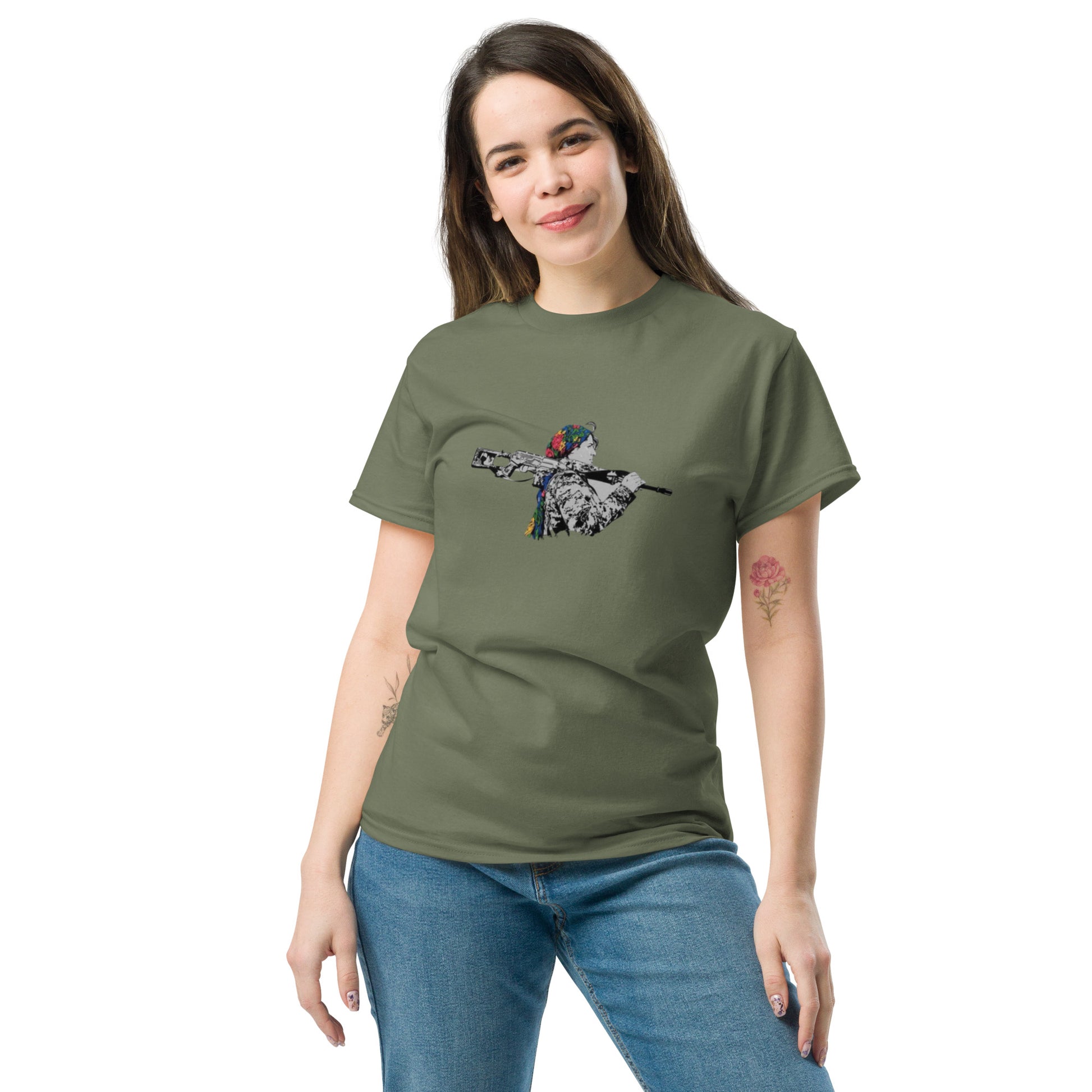 Kurdish Warrior Woman Gerilla T-Shirt | Kurdish Unisex Tee - Kurdish Identity T-Shirt | MarsoniPrint