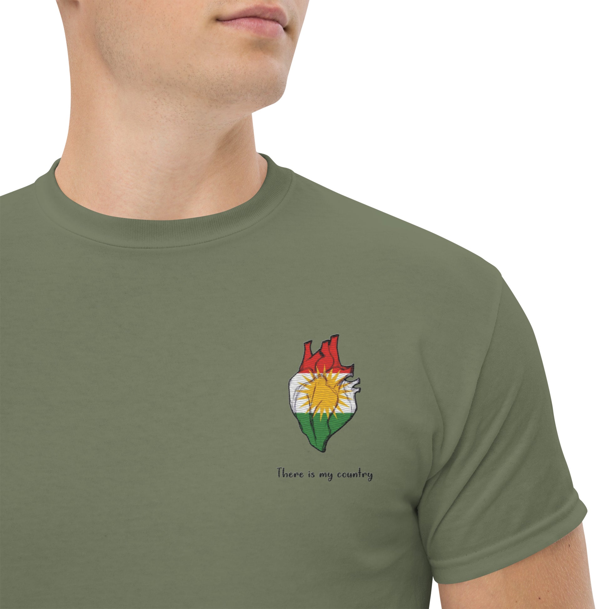 Kurdistan Heart Embroidered T-Shirt | Kurdish Unisex Tee - Kurdish Identity T-Shirt | MarsoniPrint