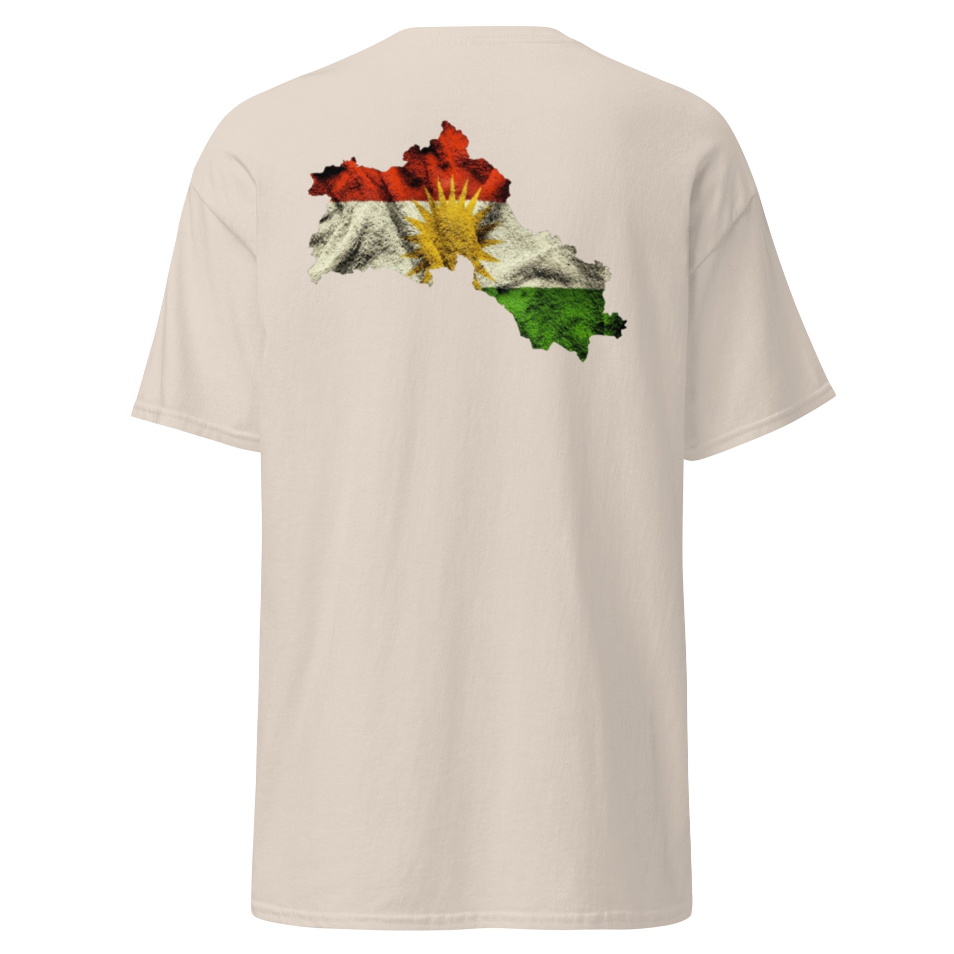 Kurdistan Map & Flag T-Shirt | Back Side Printing | Kurdish Tee - Kurdish Identity T-Shirt | MarsoniPrint