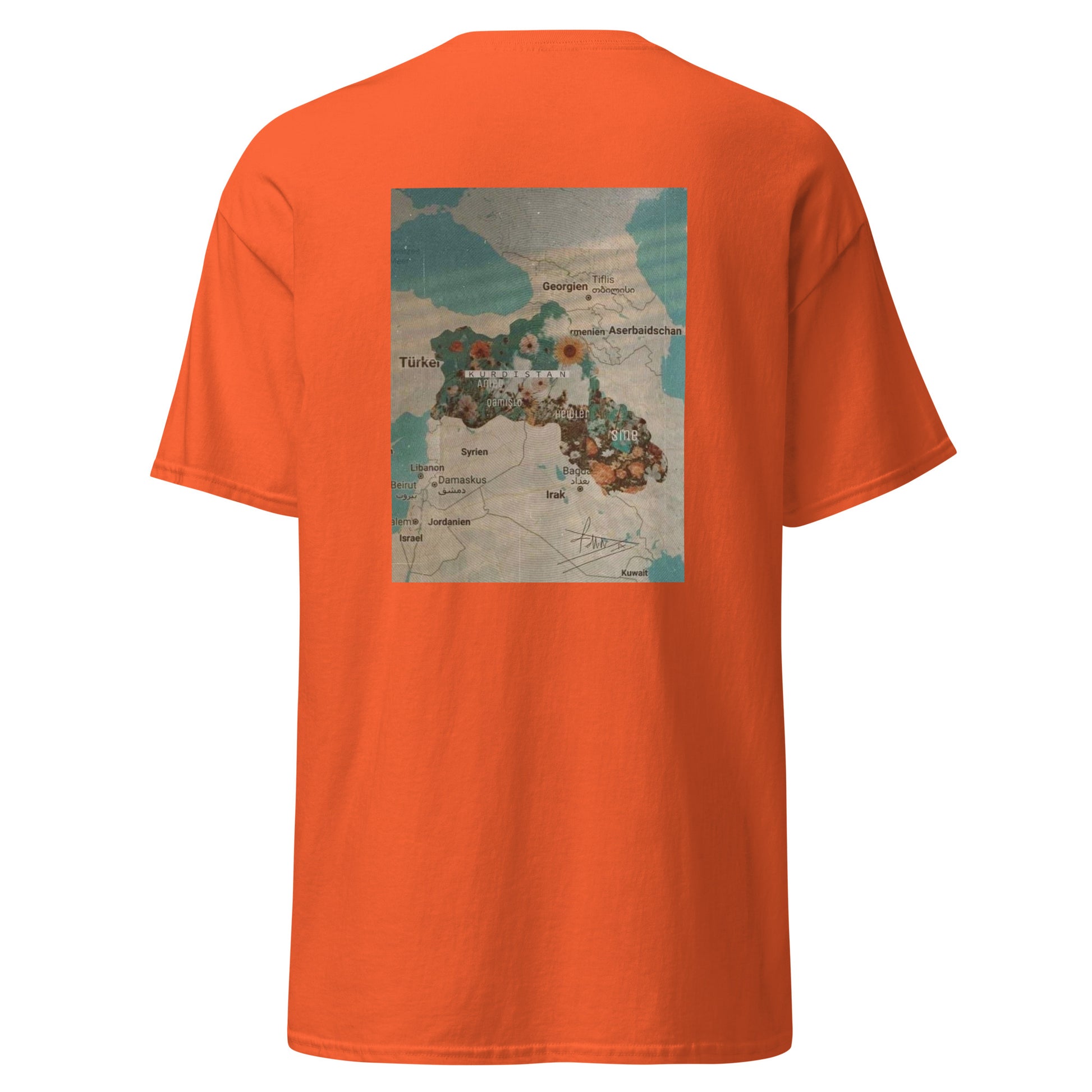 Kurdistan Map T-Shirt | Back Side Printing | Kurdish Unisex Tee - Kurdish Identity T-Shirt | MarsoniPrint