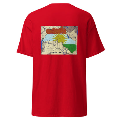 Kurdistan Map T-Shirt | Back Side Printing | Kurdish Unisex Tee - Kurdish Identity T-Shirt | MarsoniPrint