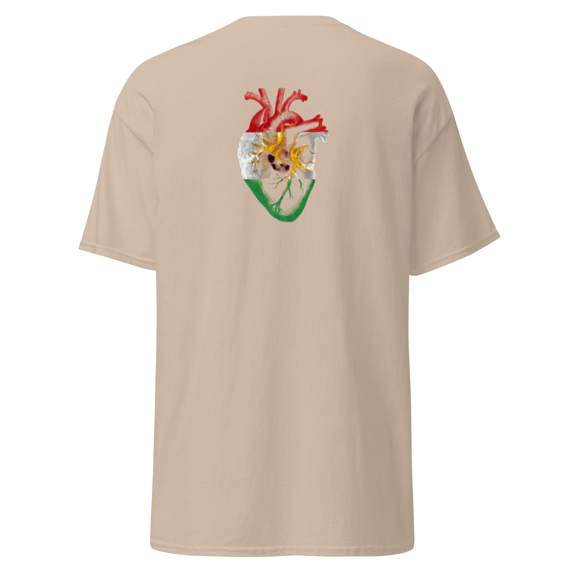 Kurdistan Heart Flag T-Shirt | Back Side Printing | Kurdish Tee - Kurdish Identity T-Shirt | MarsoniPrint