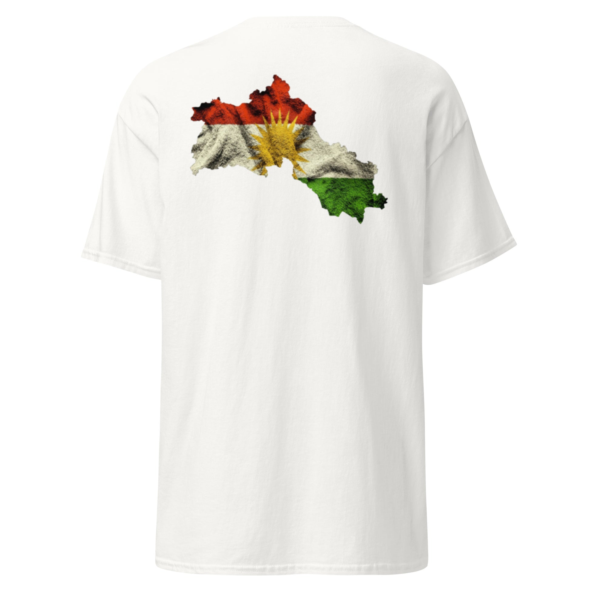 Kurdistan Map & Flag T-Shirt | Back Side Printing | Kurdish Tee - Kurdish Identity T-Shirt | MarsoniPrint