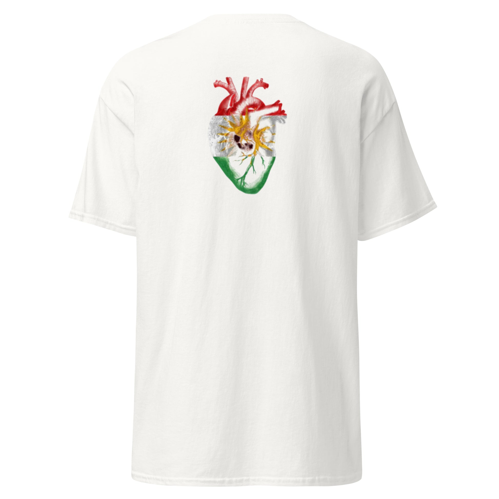 Kurdistan Heart Flag T-Shirt | Back Side Printing | Kurdish Tee - Kurdish Identity T-Shirt | MarsoniPrint