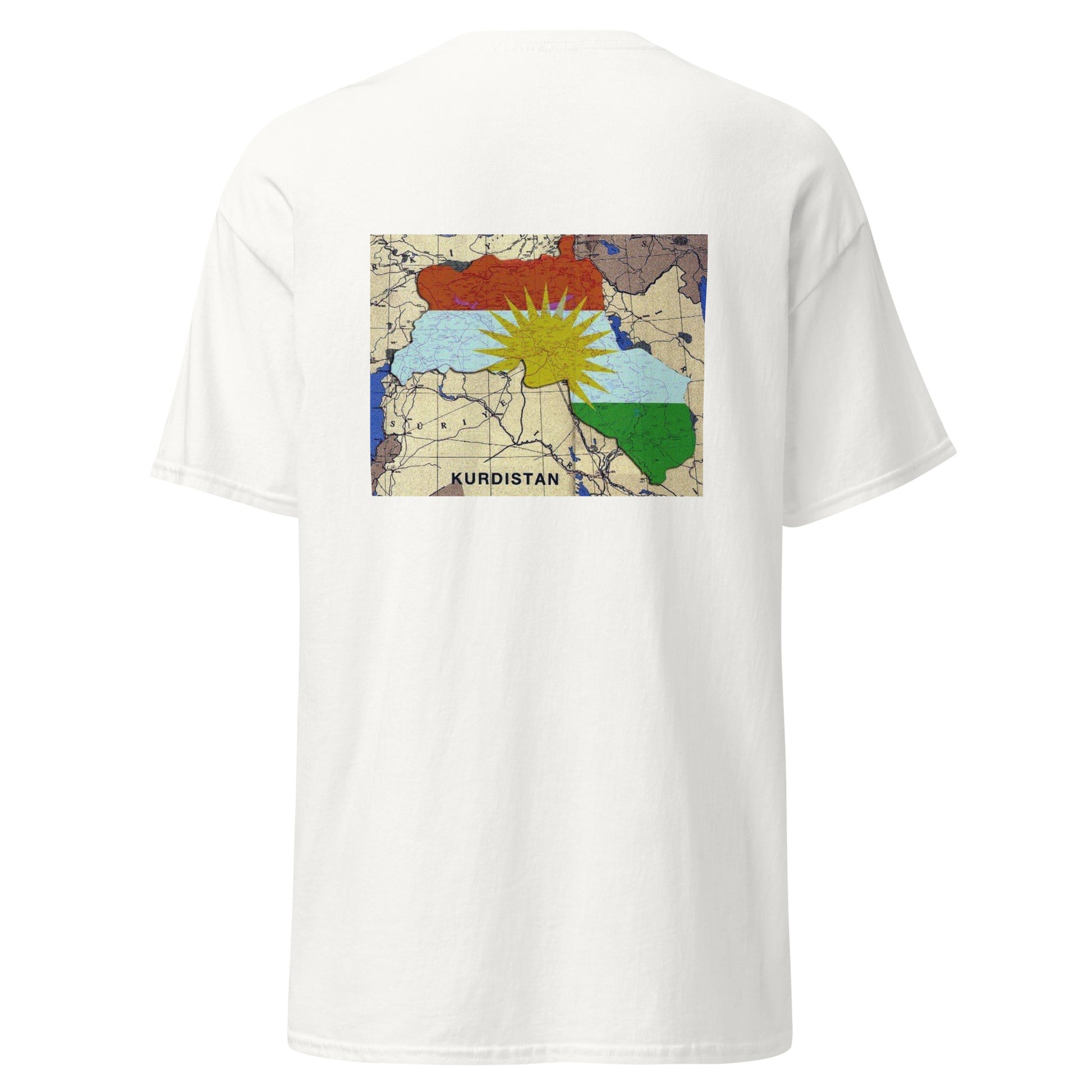 Kurdistan Map T-Shirt | Back Side Printing | Kurdish Unisex Tee - Kurdish Identity T-Shirt | MarsoniPrint