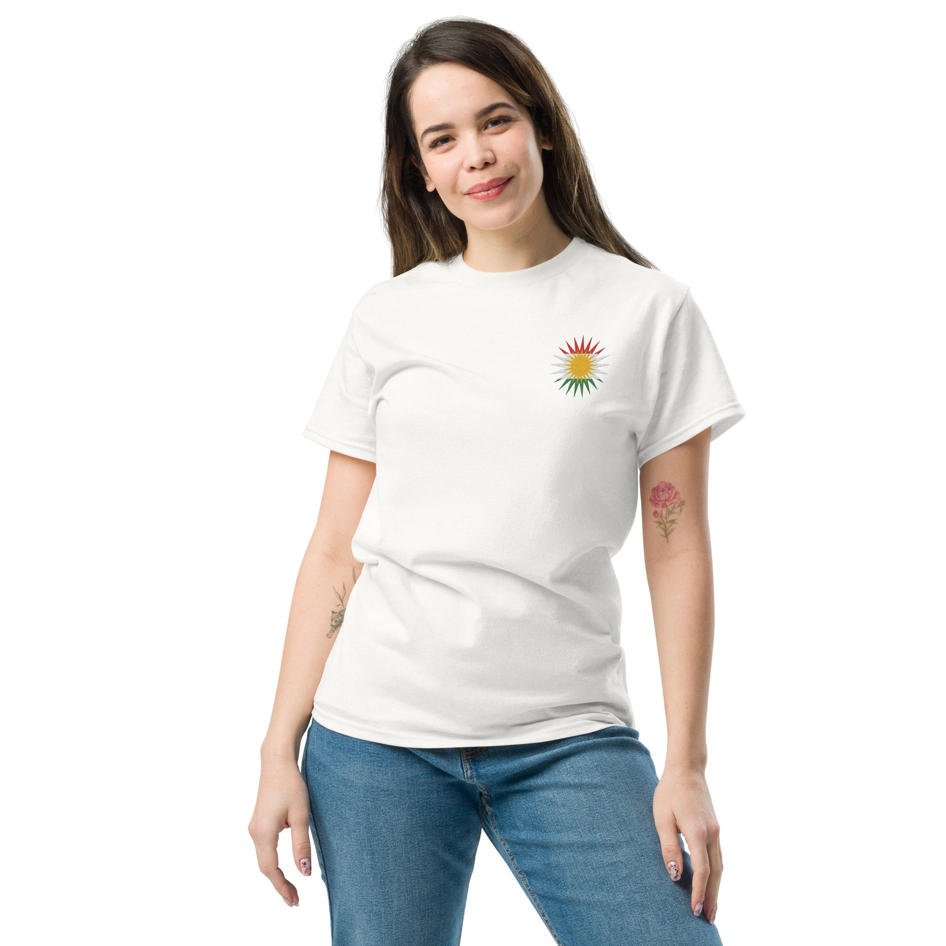 Kurdistan Flag Embroidered T-Shirt | Classic Unisex Tee - Kurdish Identity T-Shirt | MarsoniPrint