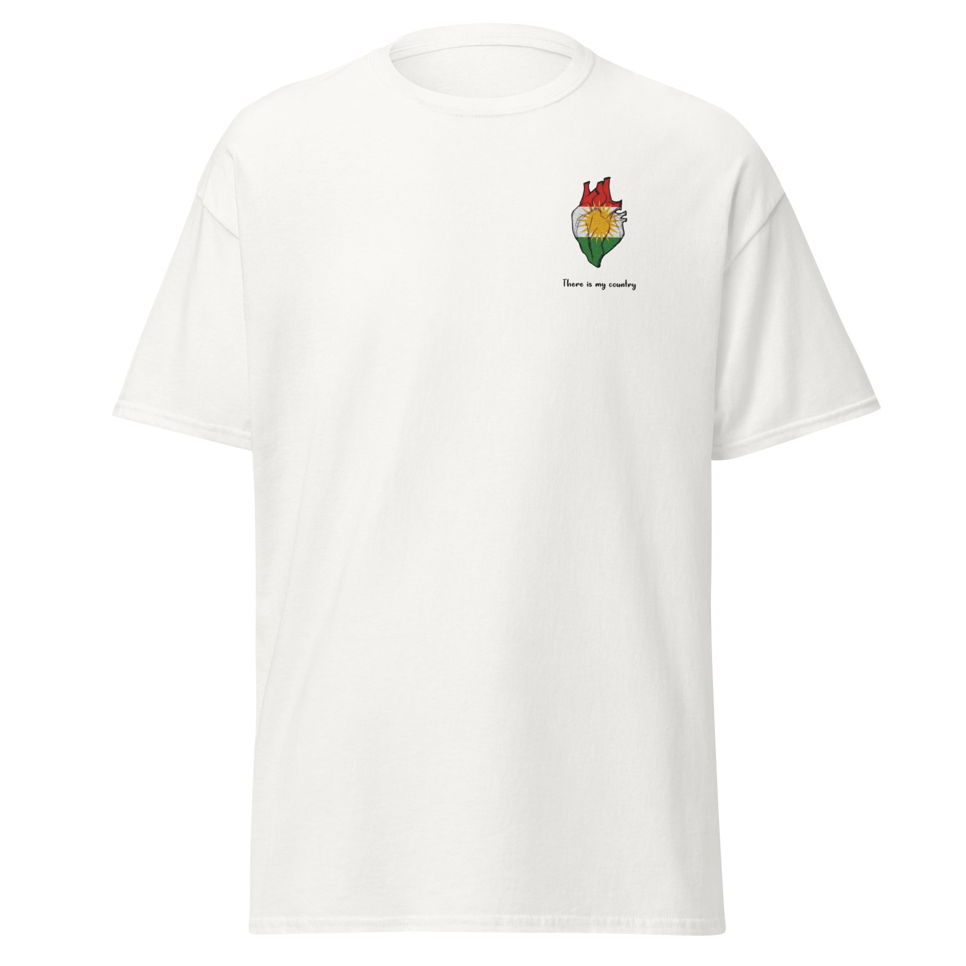 Kurdistan Heart Embroidered T-Shirt | Kurdish Unisex Tee - Kurdish Identity T-Shirt | MarsoniPrint